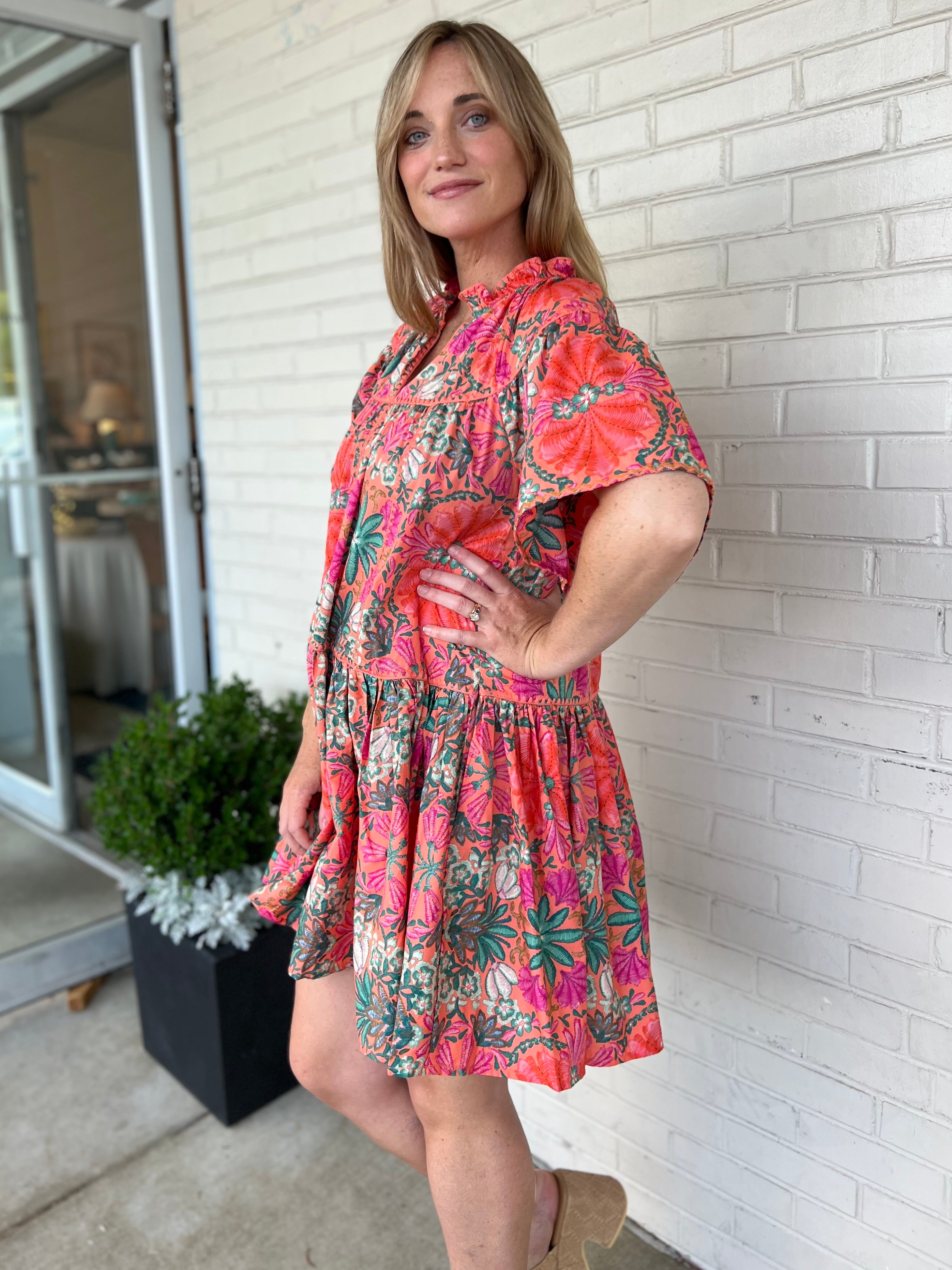 Olivaceous | Viola Orange Print Mini Dress | Sweetest Stitch Boutique