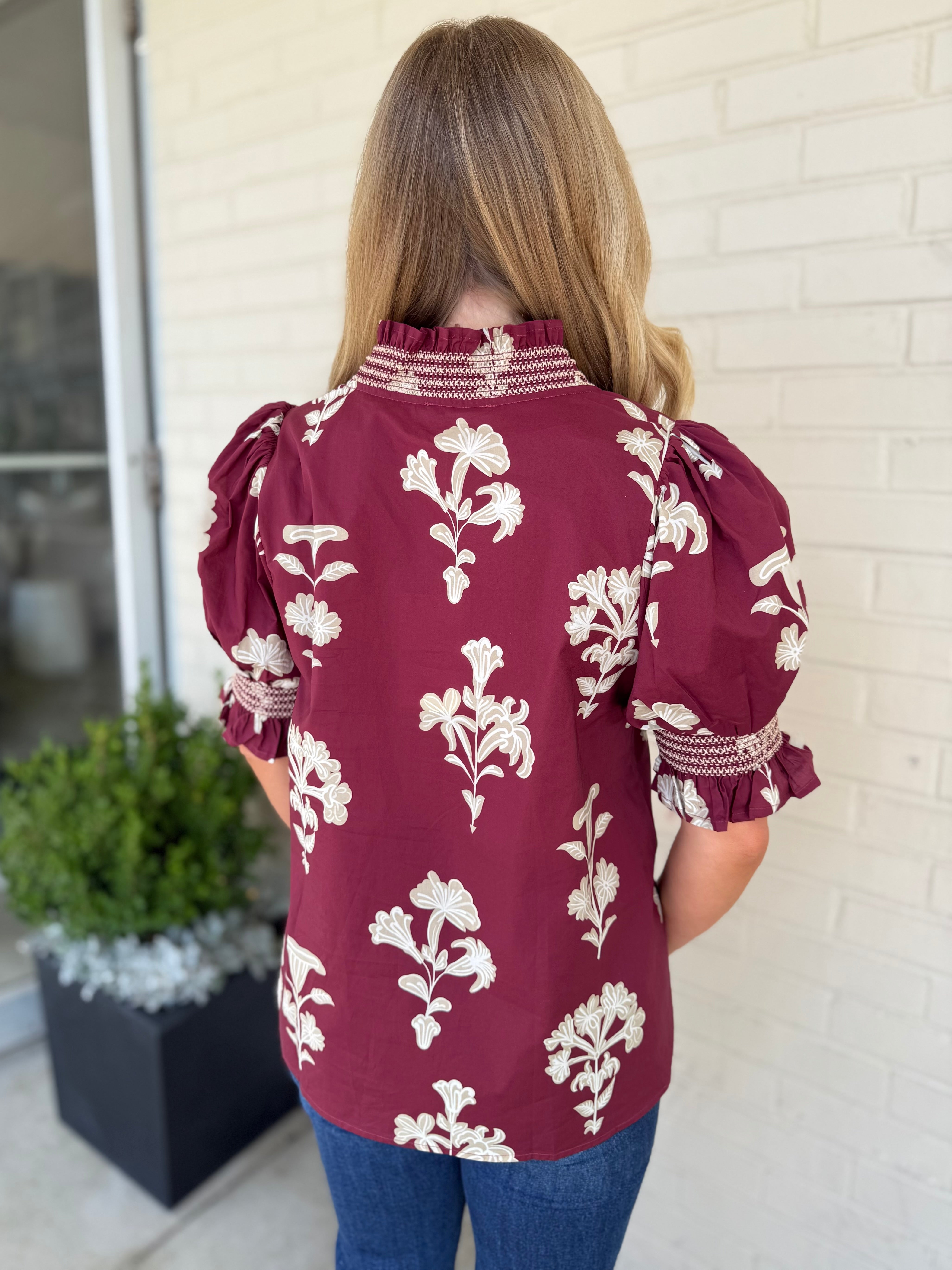 Entro | Kaylee Floral Puff Sleeve Top | Sweetest Stitch Boutique