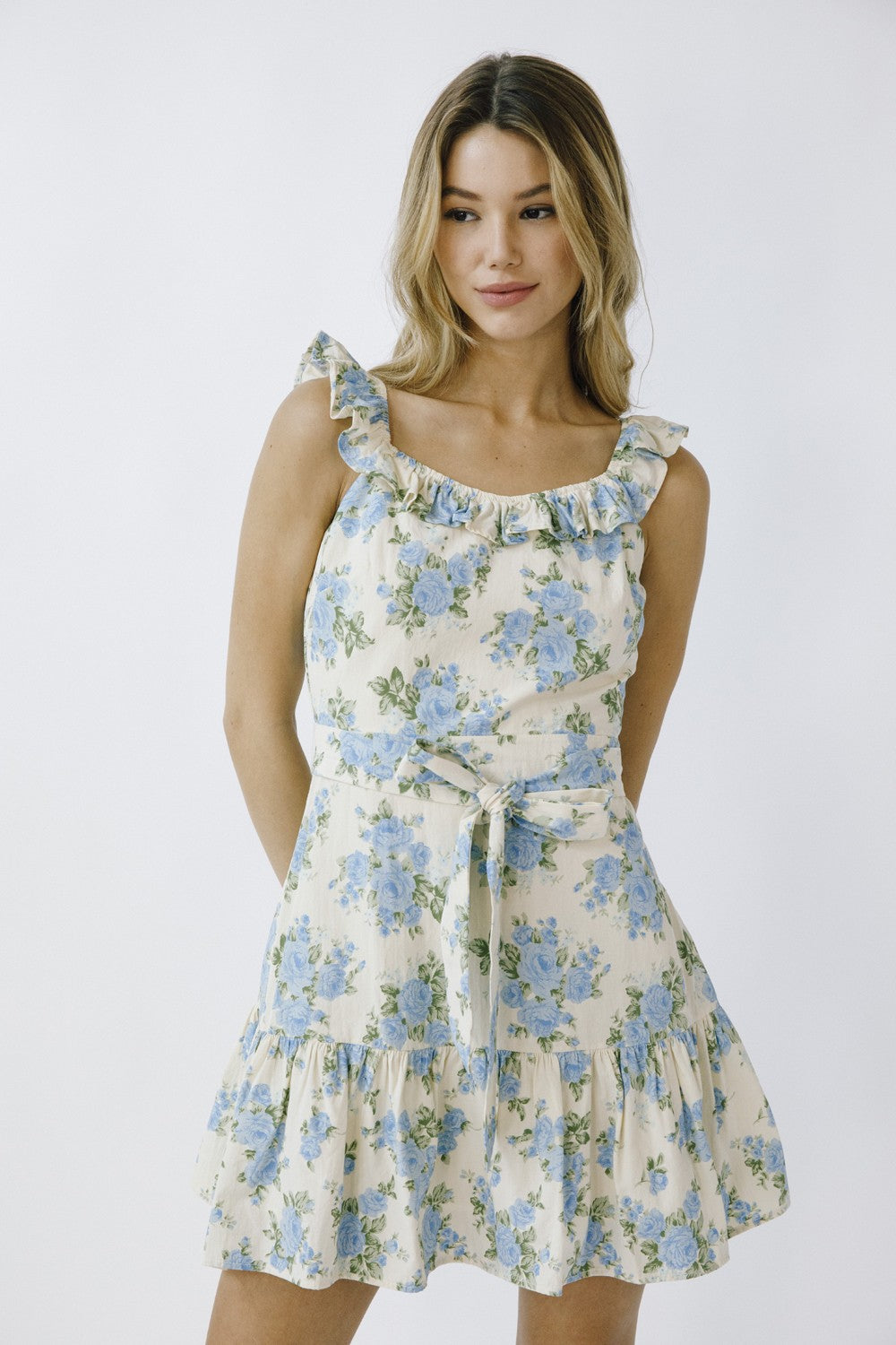 Storia | Blue Rose Floral Mini Dress | Sweetest Stitch Cute Dresses