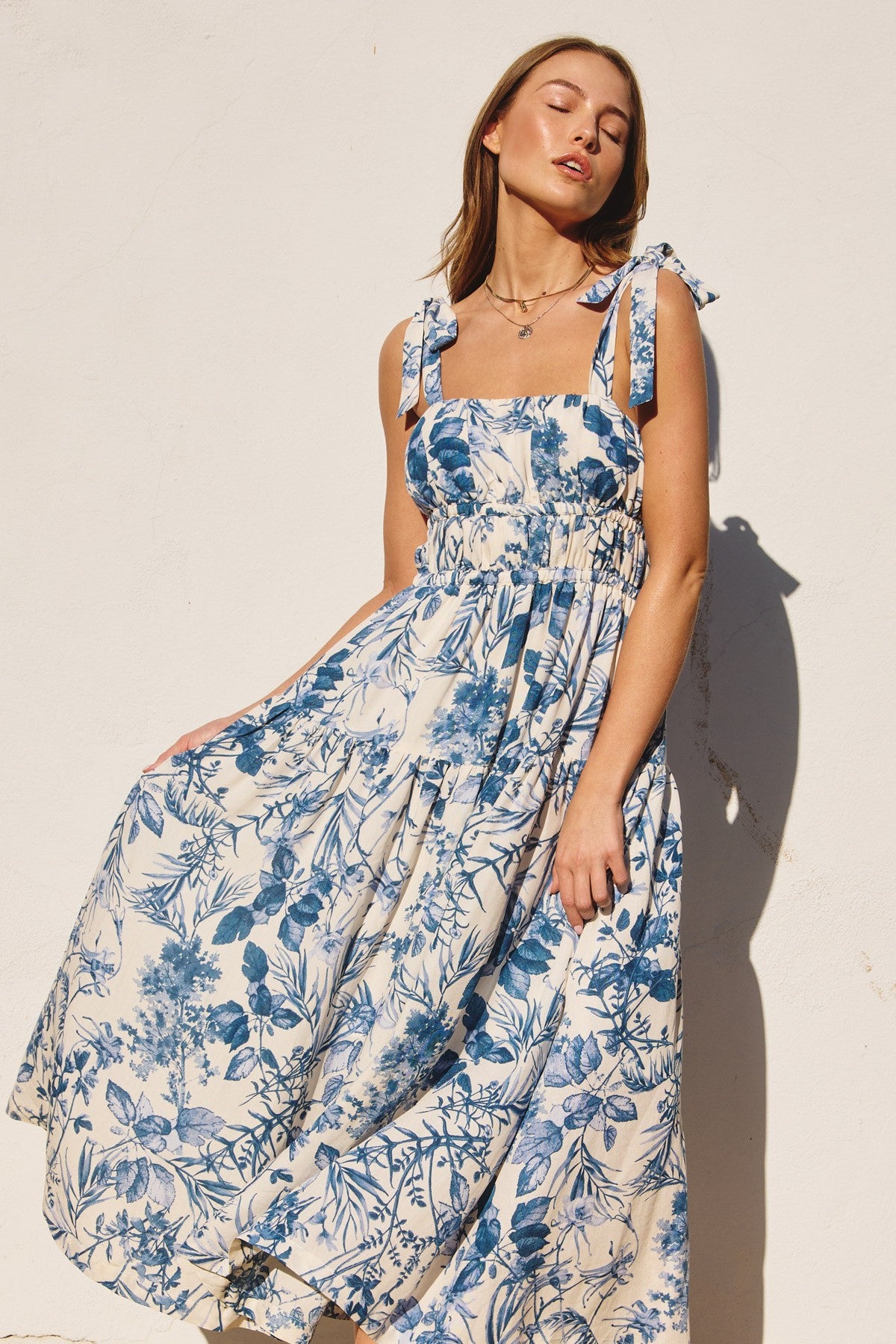 Dress Forum | Blue Floral Midi Dress | Sweetest Stitch Boutique RVA