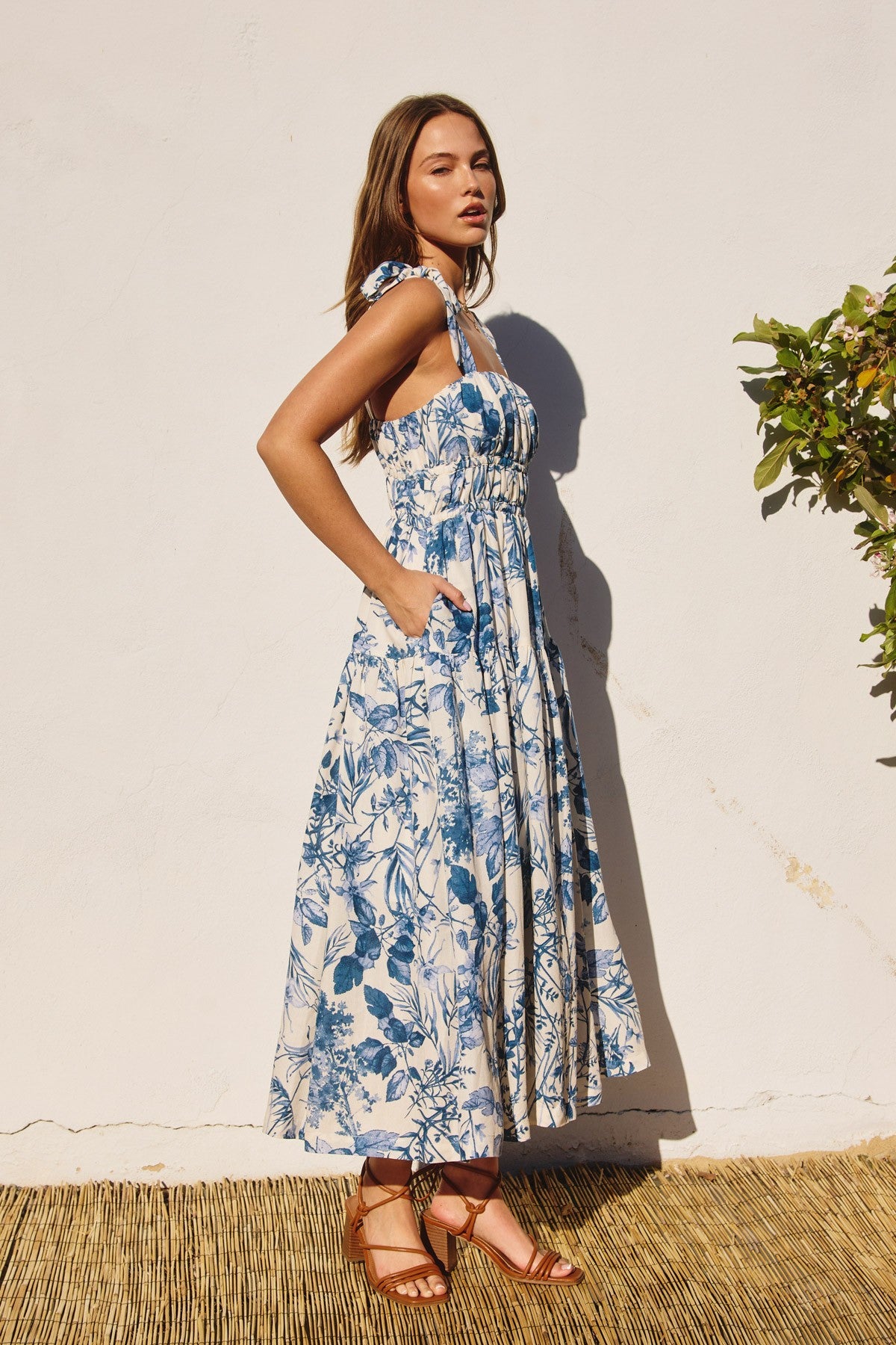 Dress Forum | Blue Floral Midi Dress | Sweetest Stitch Boutique RVA