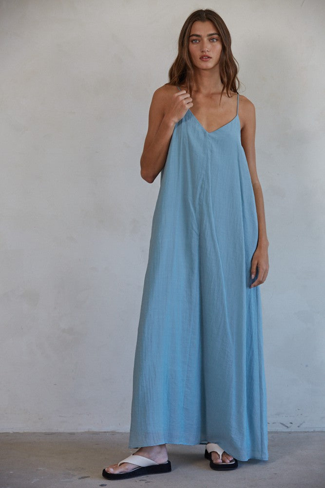 By Together | Blue Woven Relaxed Fit Maxi Dress | Sweetest Stitch 