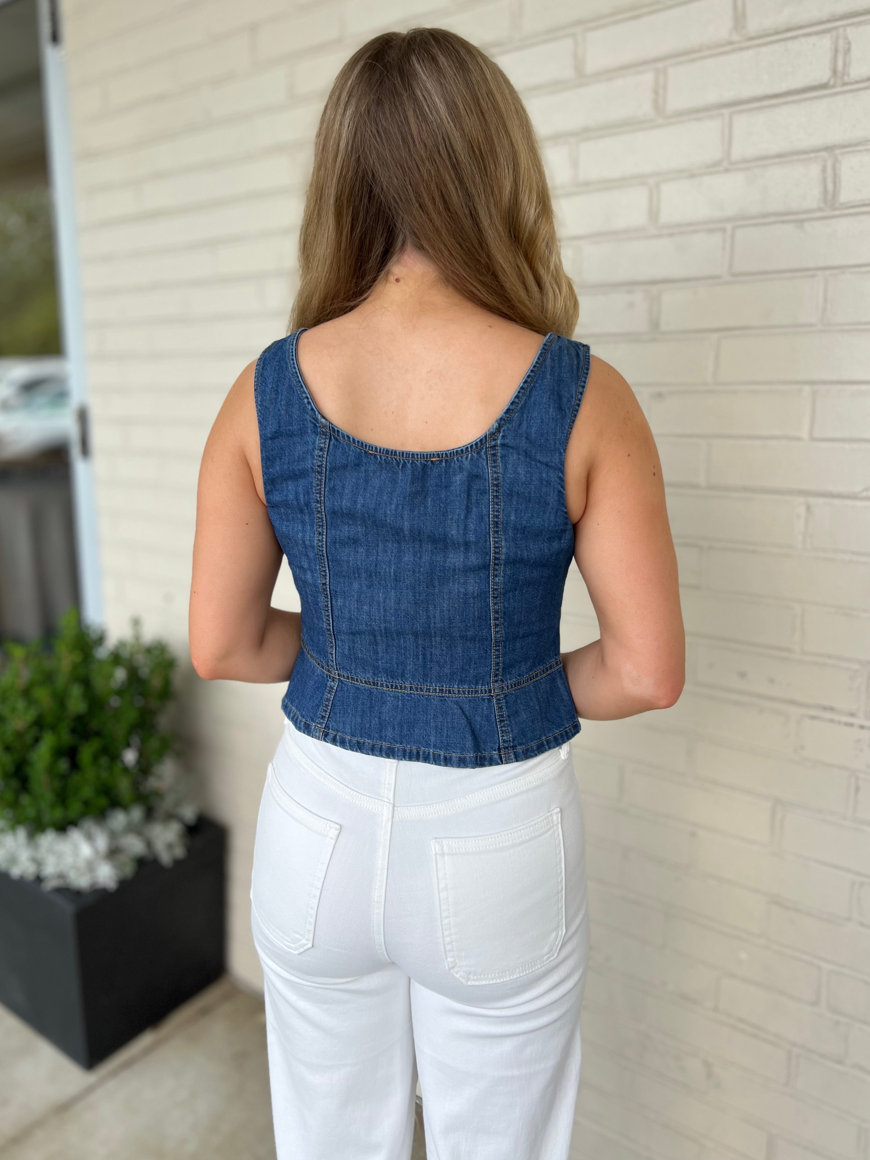 Olivaceous | Callie Sleeveless Denim Top | Sweetest Stitch Boutique