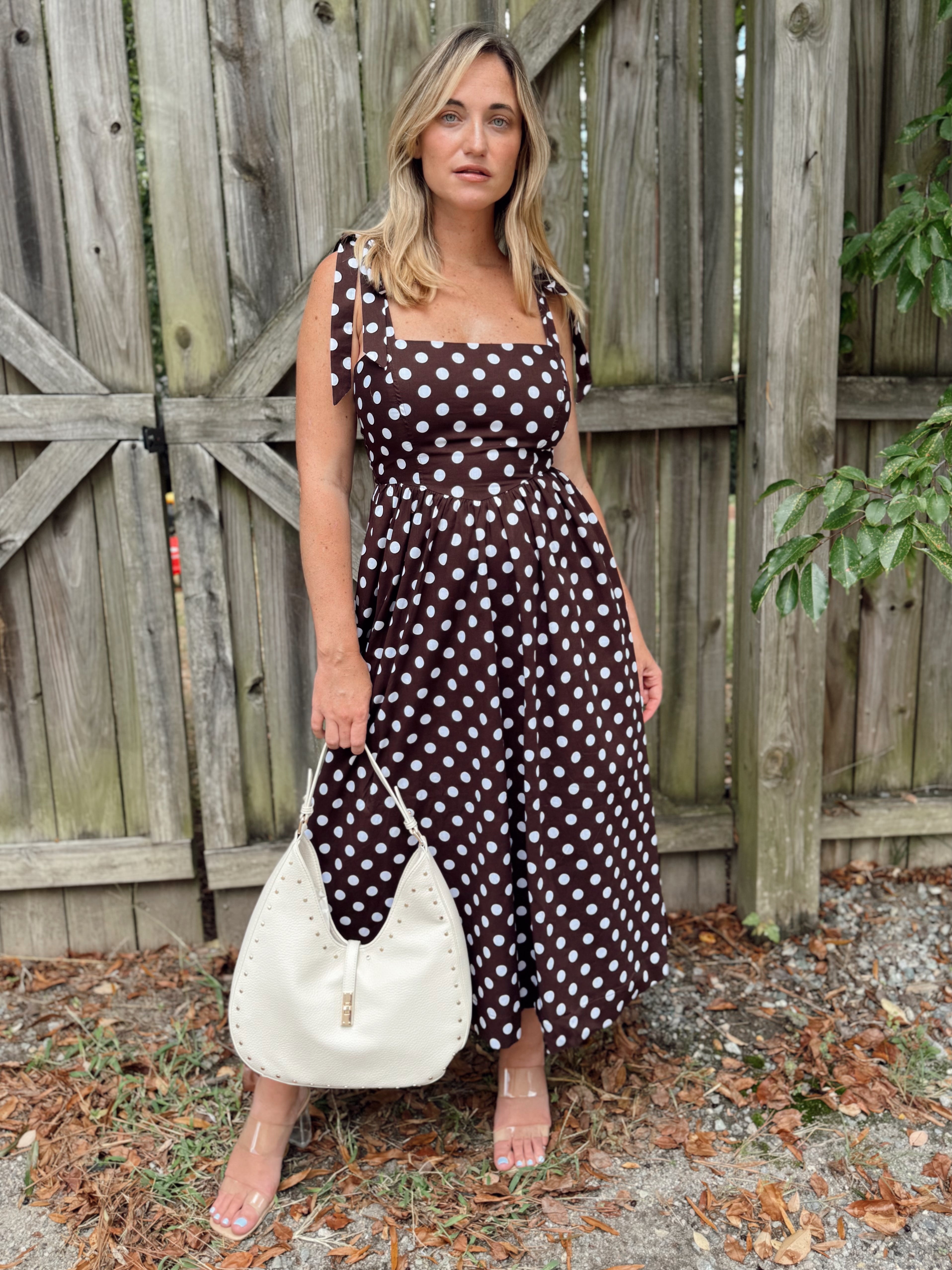 Day + Moon | Everleigh Polka Dot Midi Dress | Sweetest Stitch Boutique