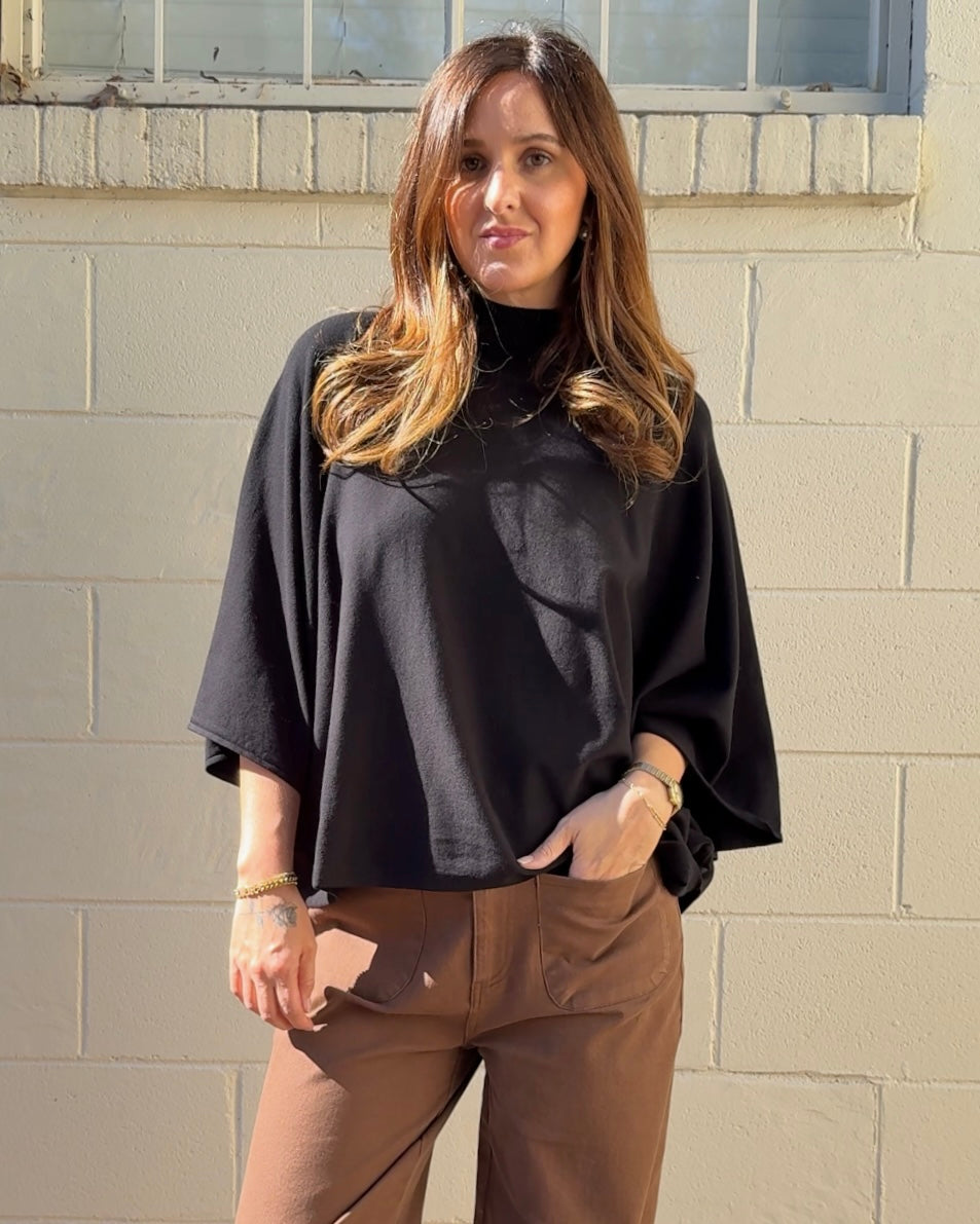 Entro | Lara Mock Neck Cape Top | Sweetest Stitch Boutique RVA