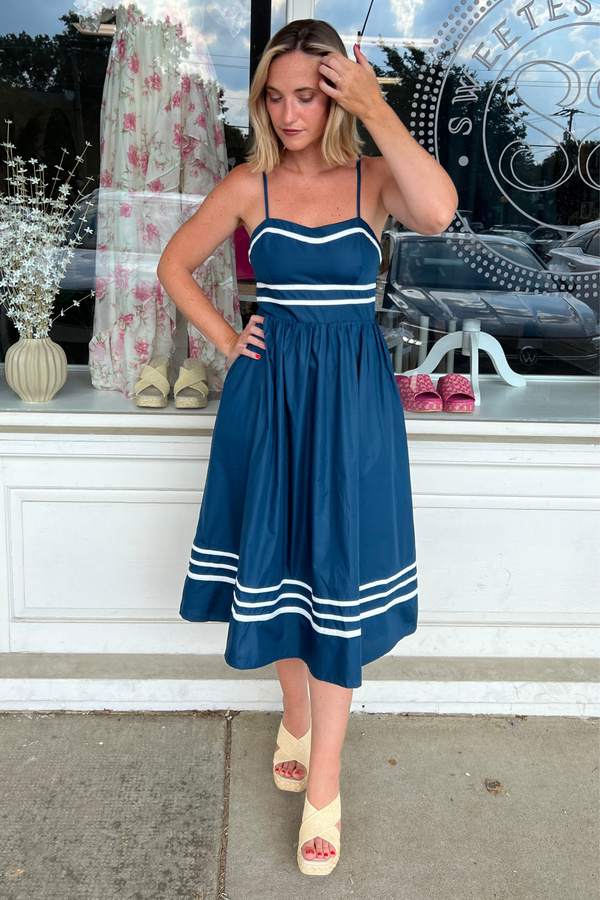 Entro Navy Cream Striped Two Piece Short Set main image 0