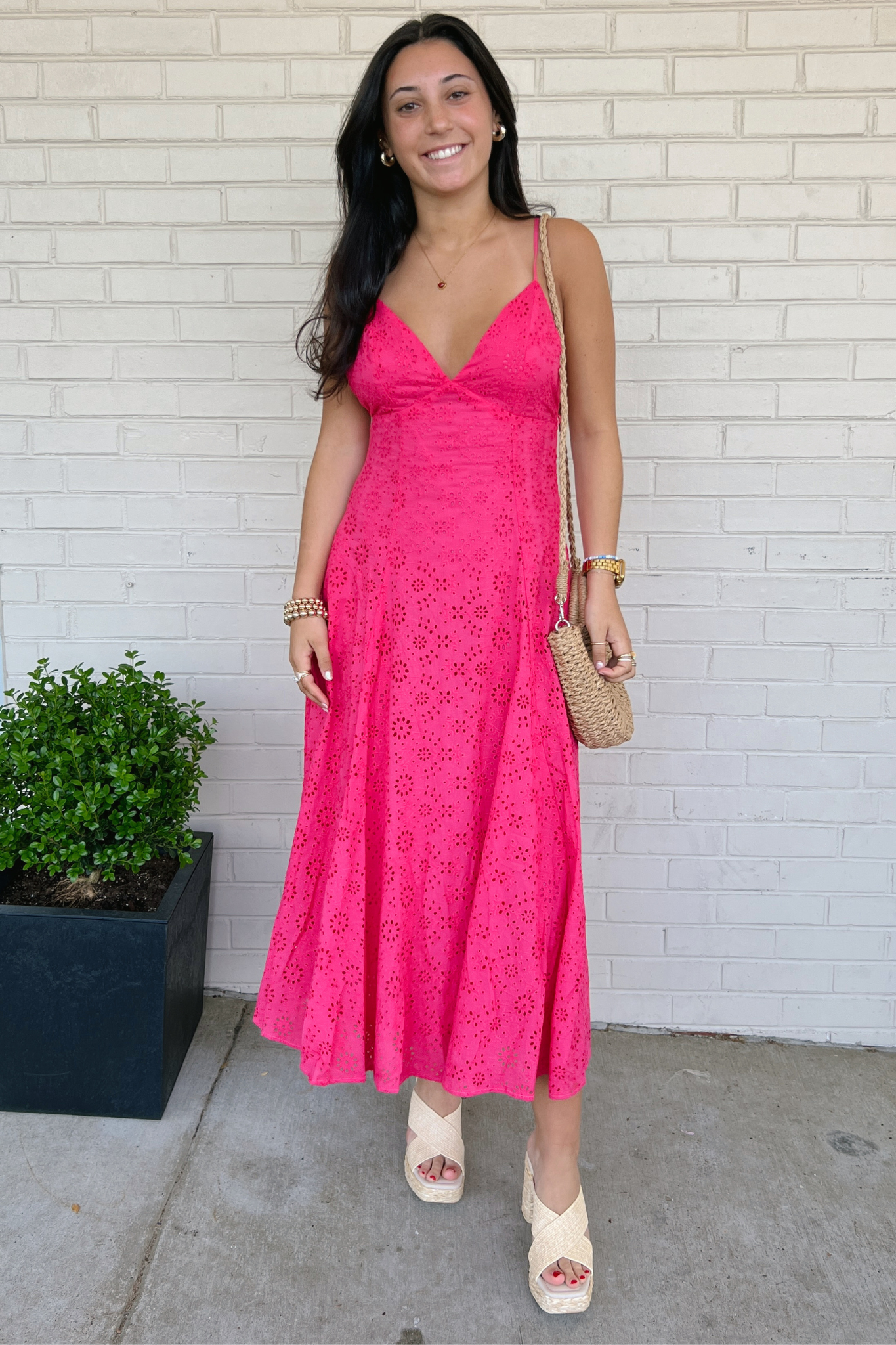 Dress Forum | Pink Eyelet Midi Dress | Sweetest Stitch Shop Dresses