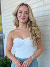 Olivaceous | Strapless Knit Twist Front Top | Sweetest Stitch Boutique