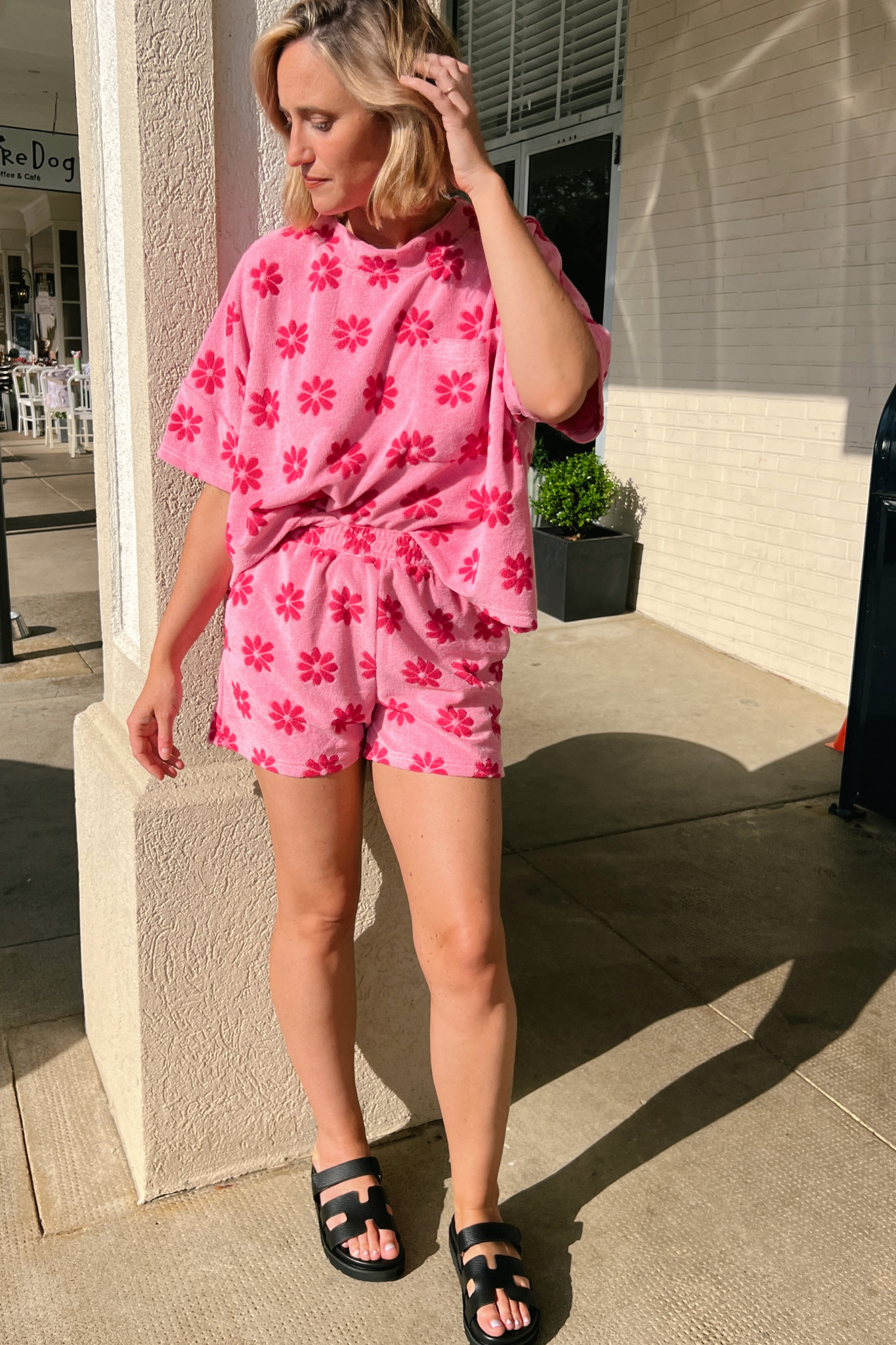 Entro | Pink Terry Cloth Flower Shorts | Sweetest Stitch Cute Shorts