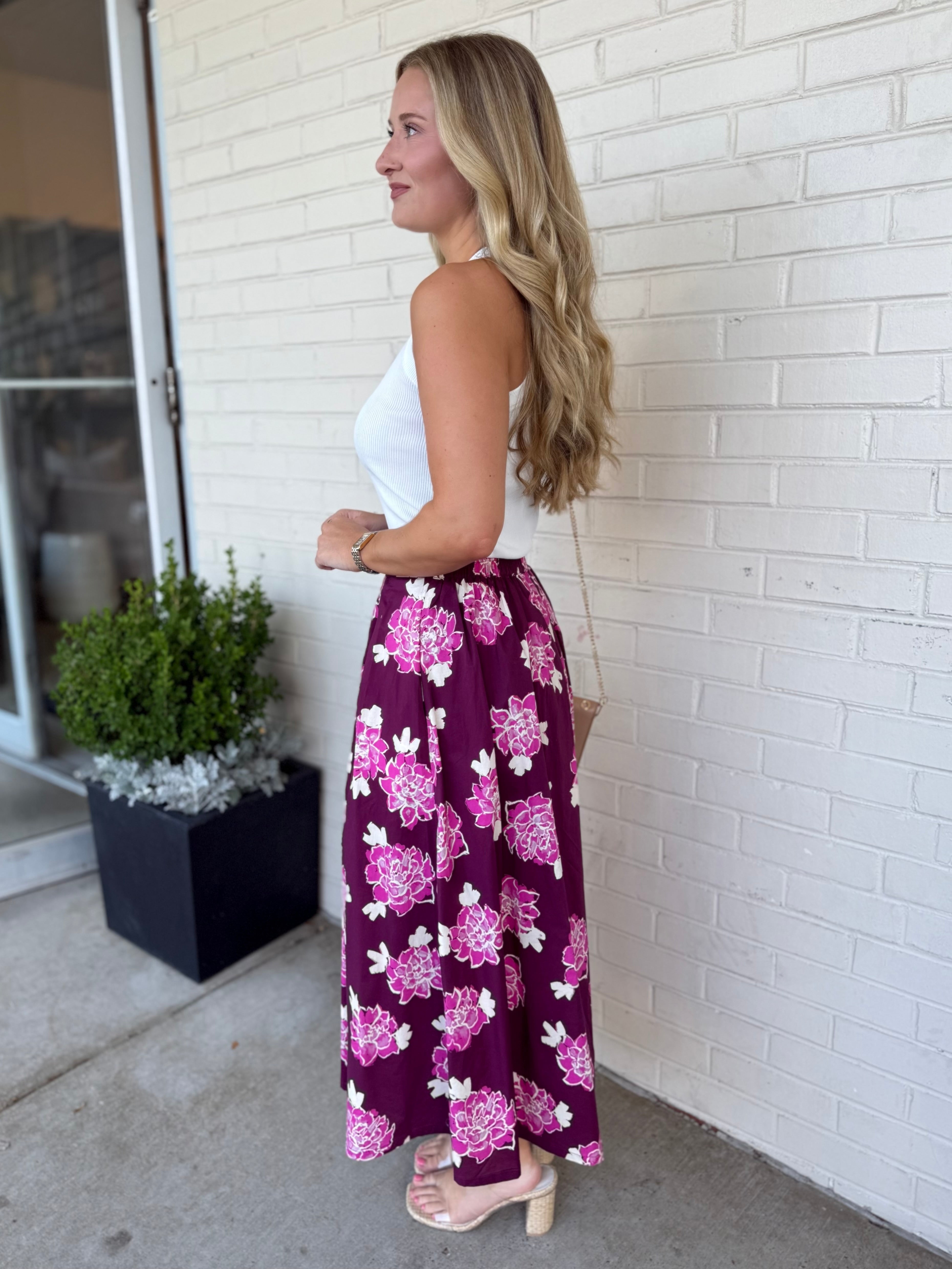 Entro | Wren Floral Midi Skirt | Sweetest Stitch Boutique Richmond