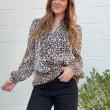 Current Air | Leopard Long Sleeve V-Neck Top | Sweetest Stitch