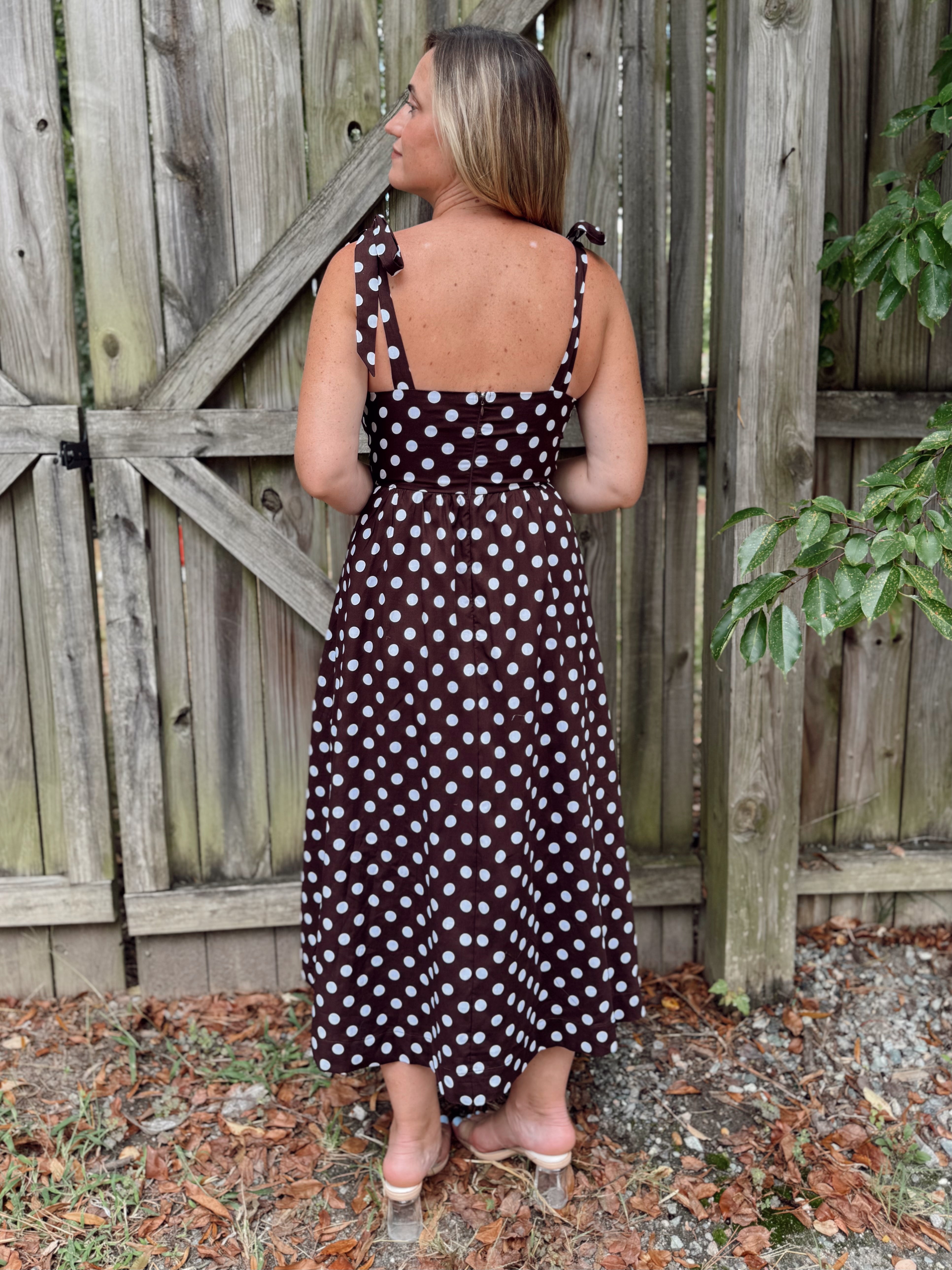 Day + Moon | Everleigh Polka Dot Midi Dress | Sweetest Stitch Boutique
