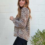 Current Air | Leopard Long Sleeve V-Neck Top | Sweetest Stitch