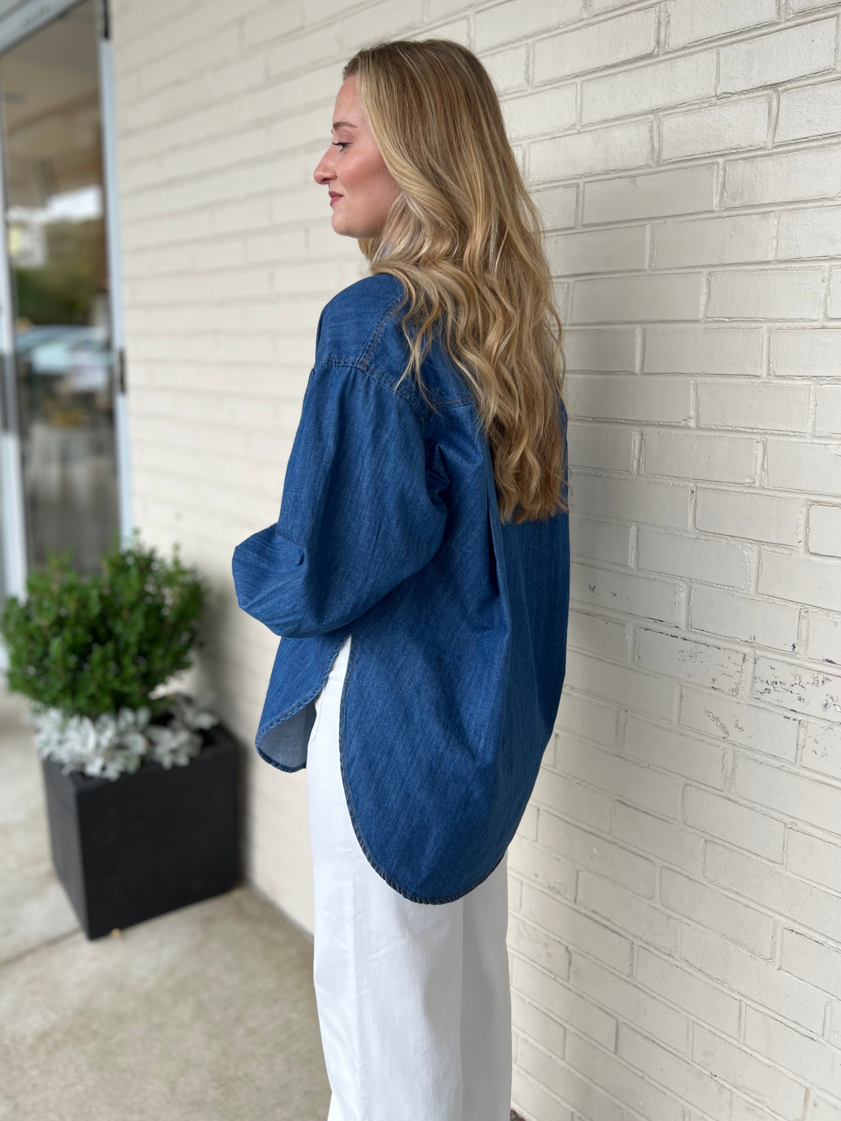 Olivaceous | Samantha Button Up Denim Top | Sweetest Stitch