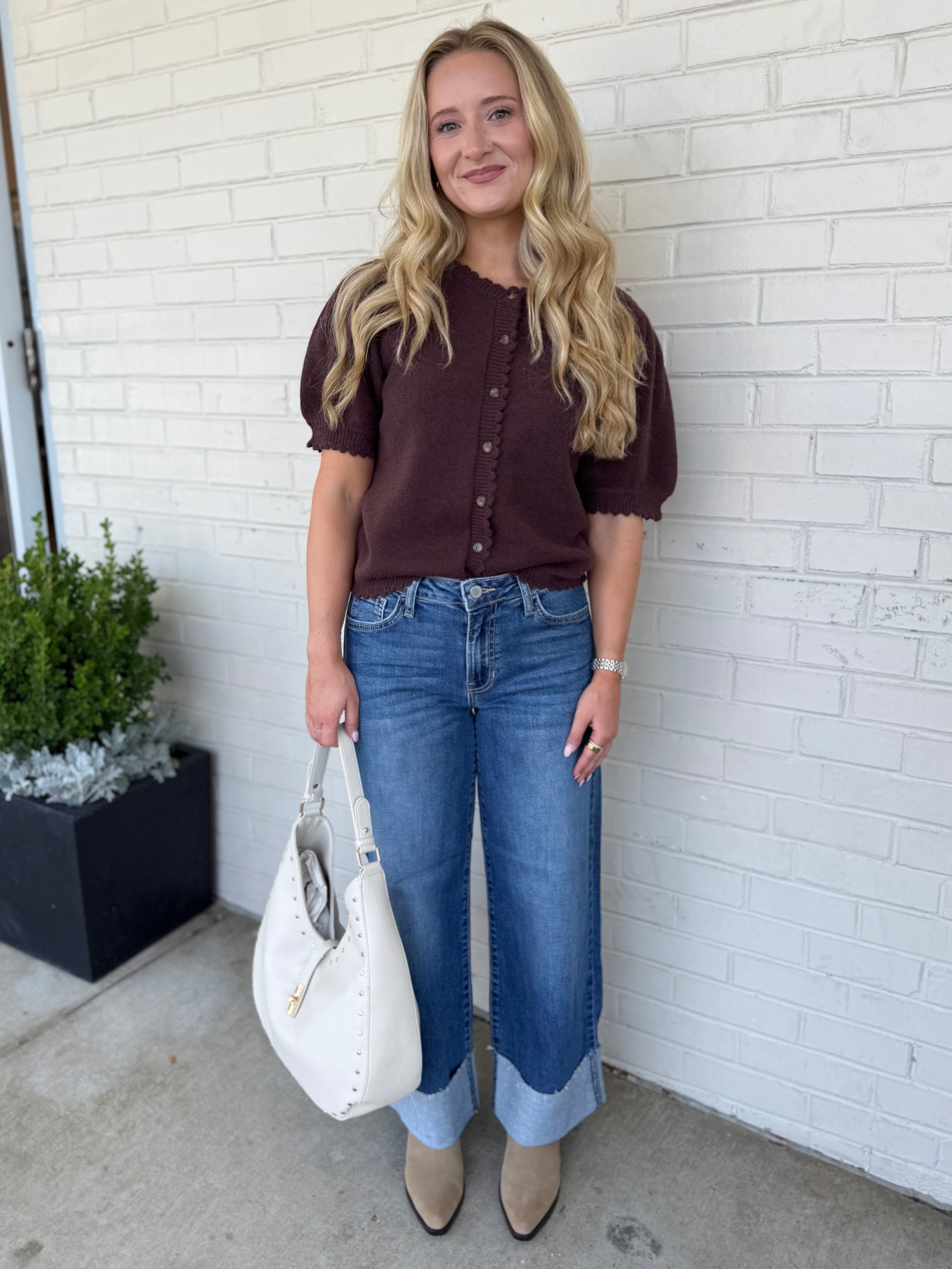 Just Black Denim | Gabby Cuffed Wide Leg Jeans | Sweetest Stitch