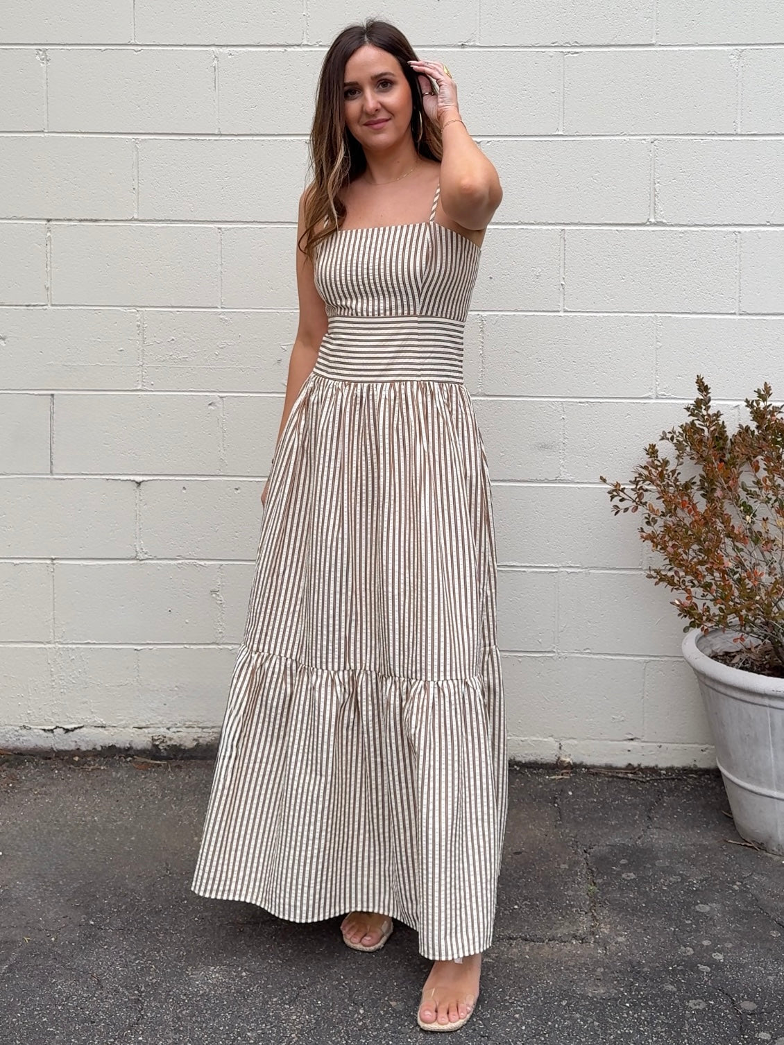 THML | Lorelei Sleeveless Striped Maxi Dress | Sweetest Stitch Brown / L THML | Lorelei Sleeveless Striped Maxi Dress | Sweetest Stitch Brown / L