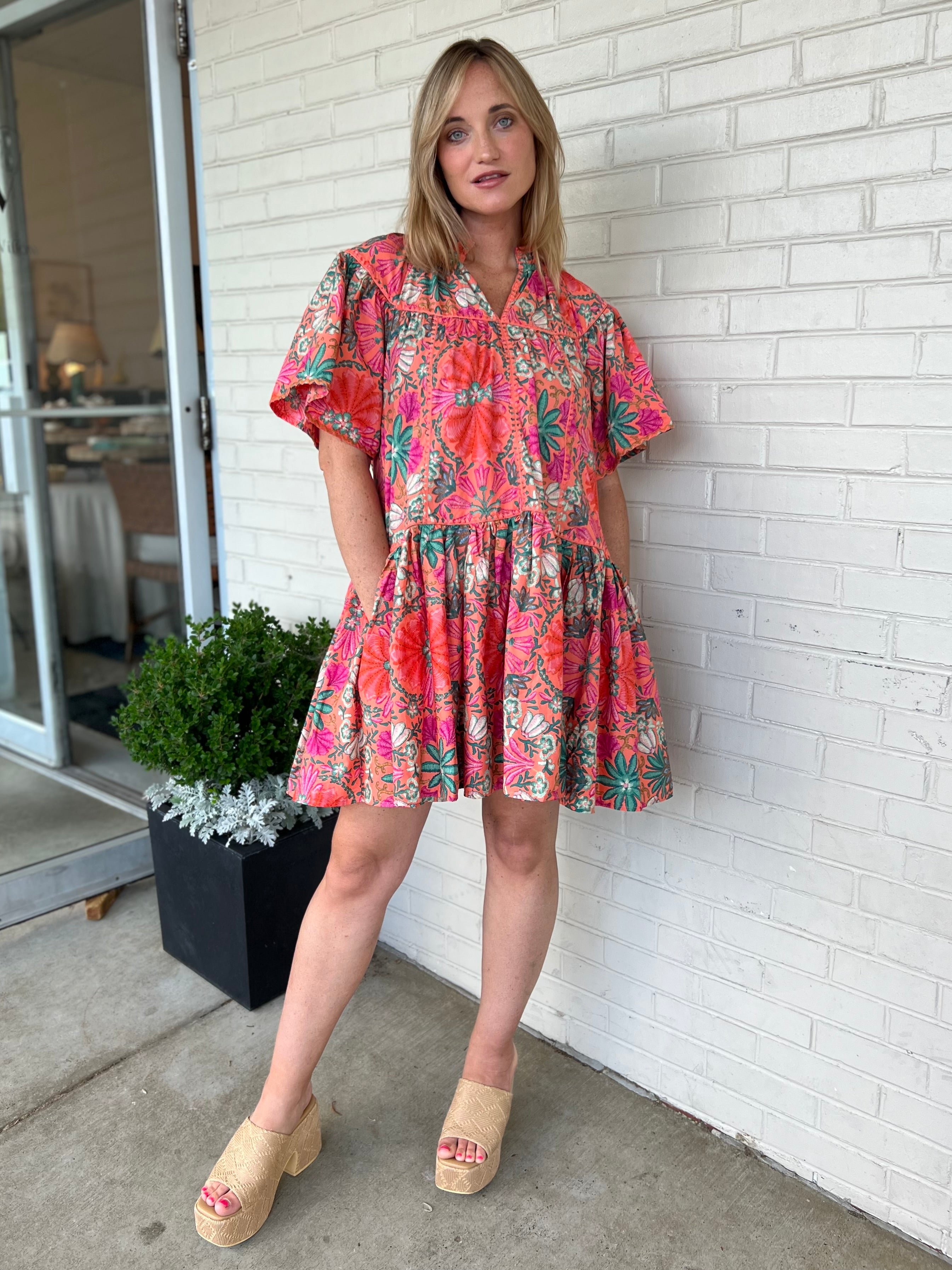 Olivaceous | Viola Orange Print Mini Dress | Sweetest Stitch Boutique