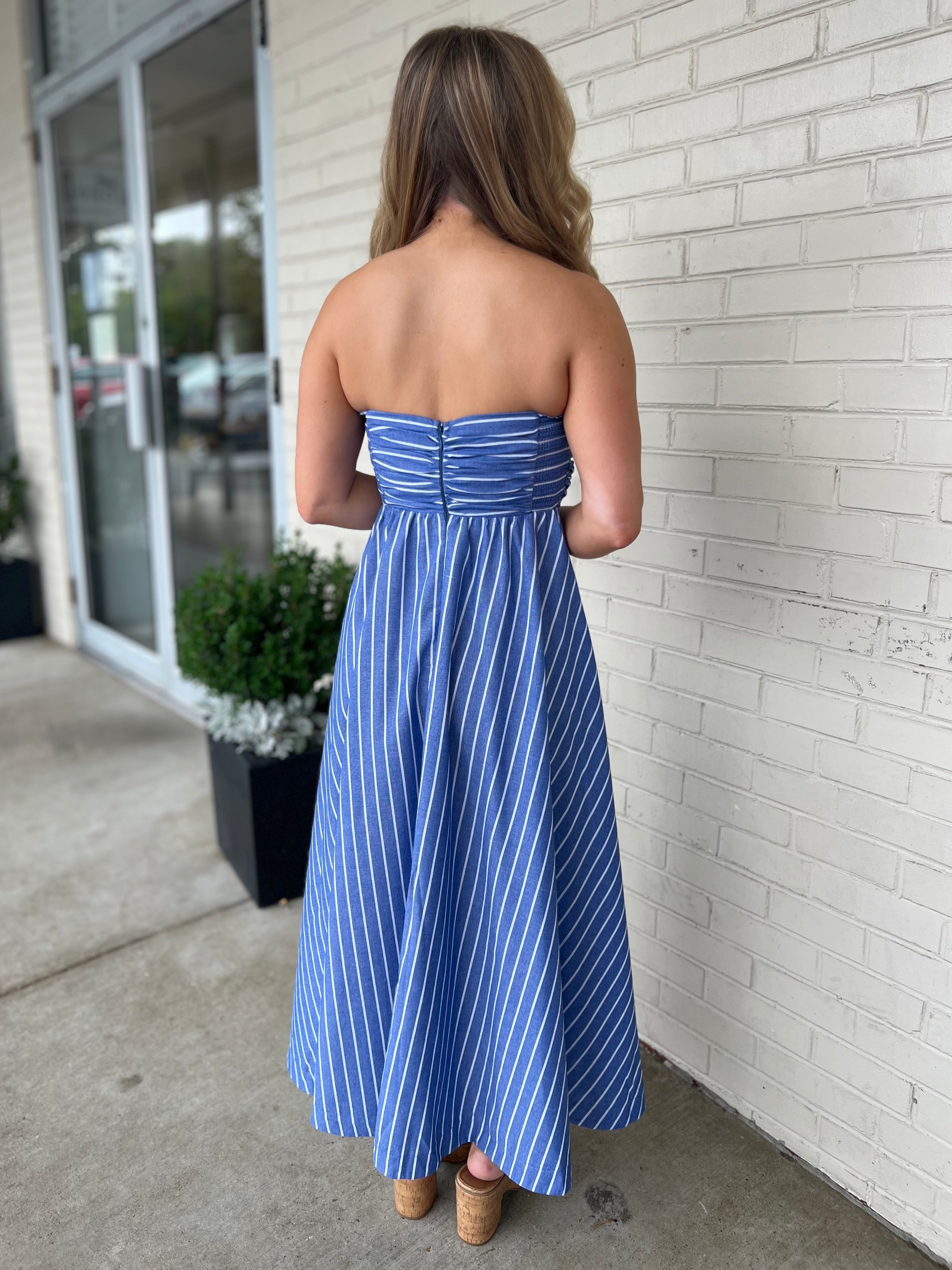 Olivaceous | Nancy Strapless Midi Dress | Sweetest Stitch Boutique