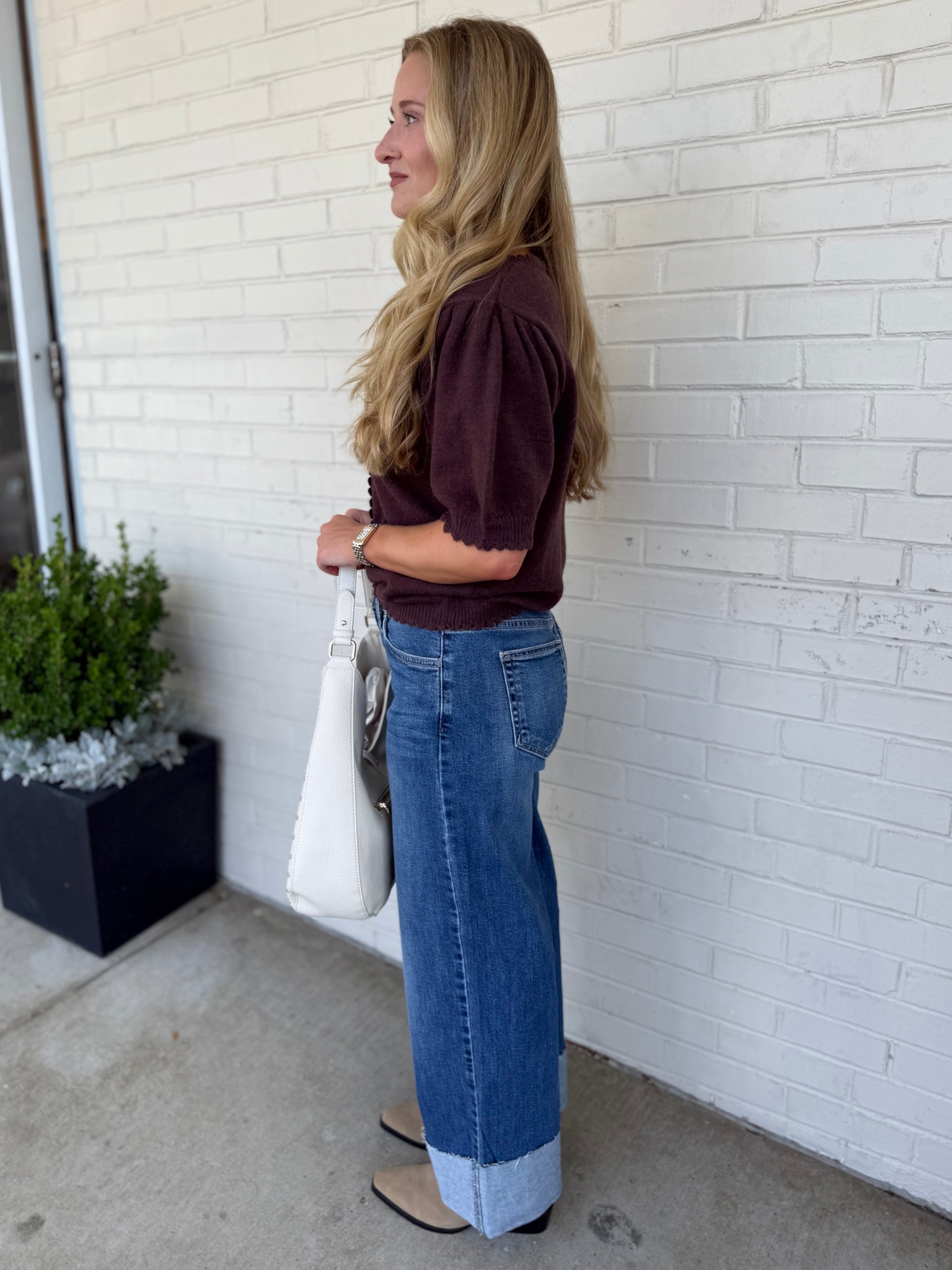 Just Black Denim | Gabby Cuffed Wide Leg Jeans | Sweetest Stitch