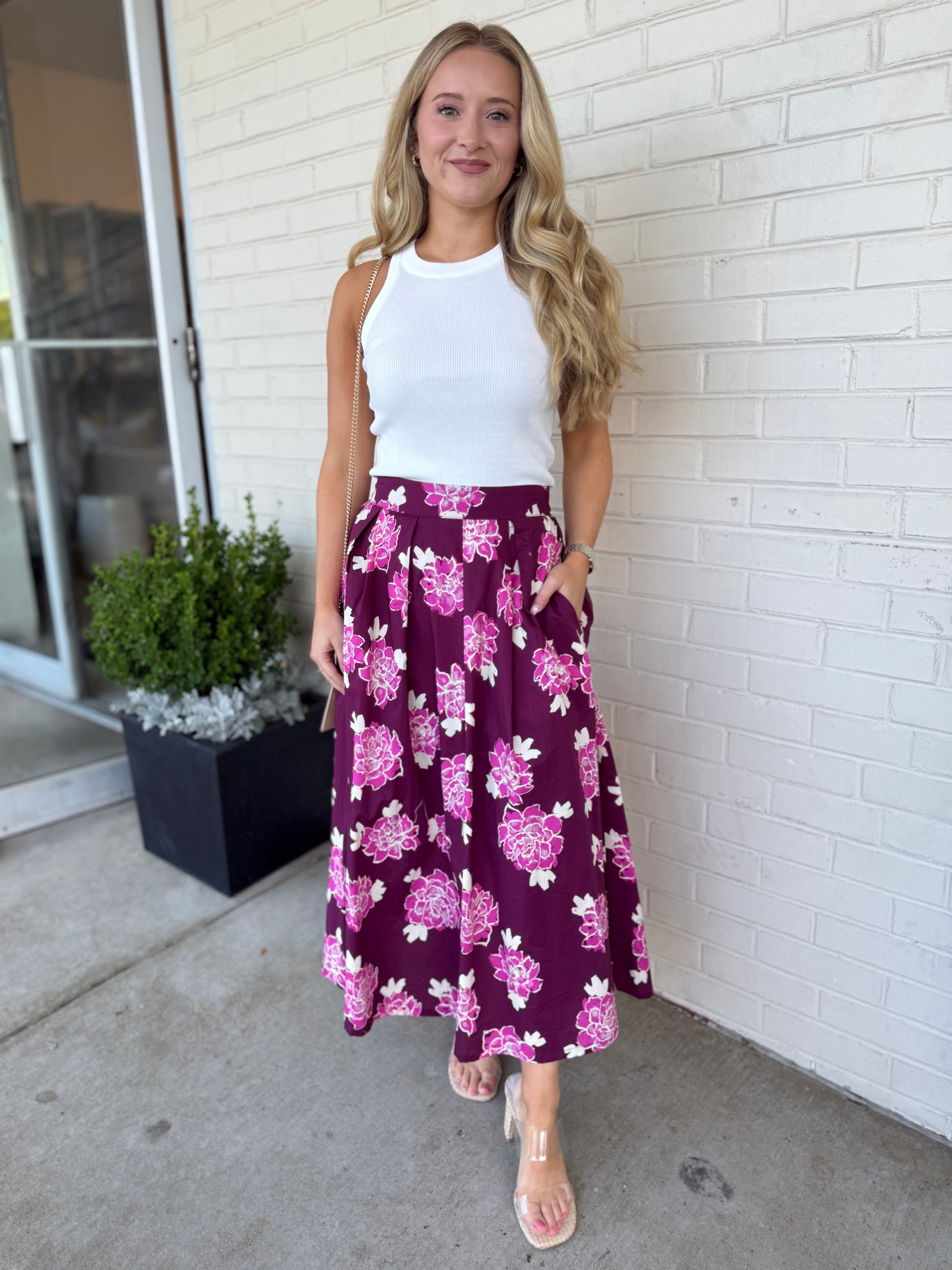 Entro | Wren Floral Midi Skirt | Sweetest Stitch Boutique Richmond