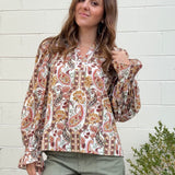 Entro | Mindy Paisley V-Neck Top | Sweetest Stitch Boutique