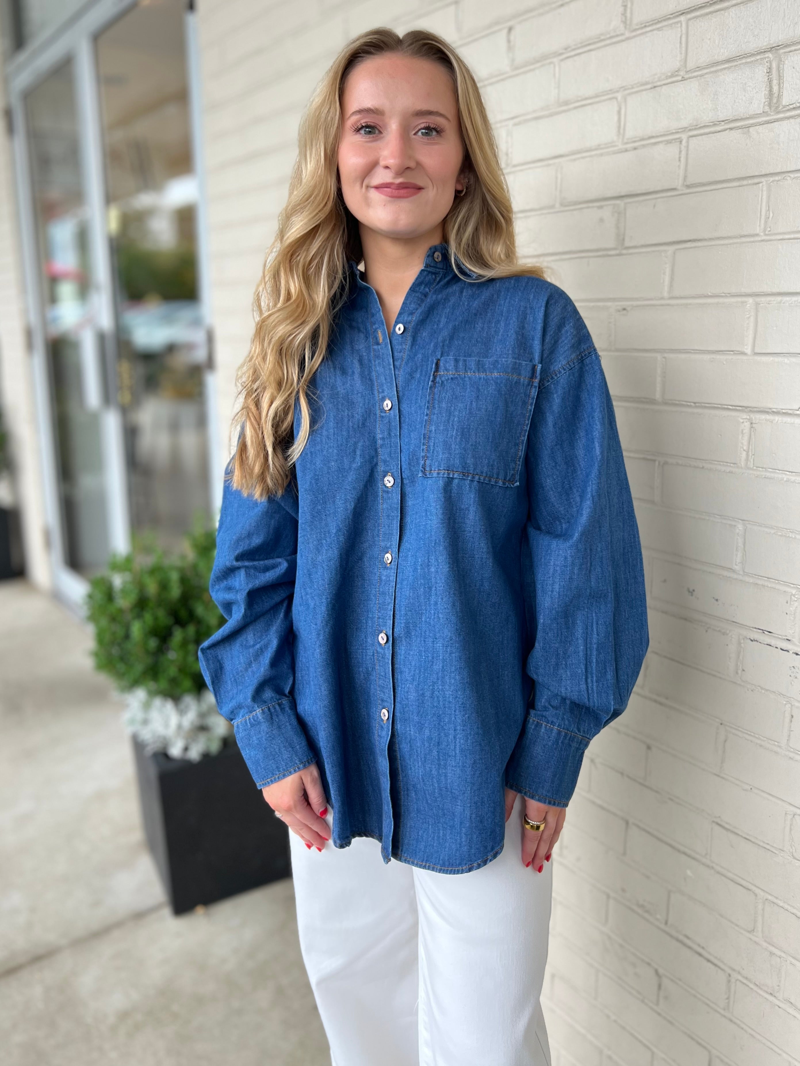 Olivaceous | Samantha Button Up Denim Top | Sweetest Stitch