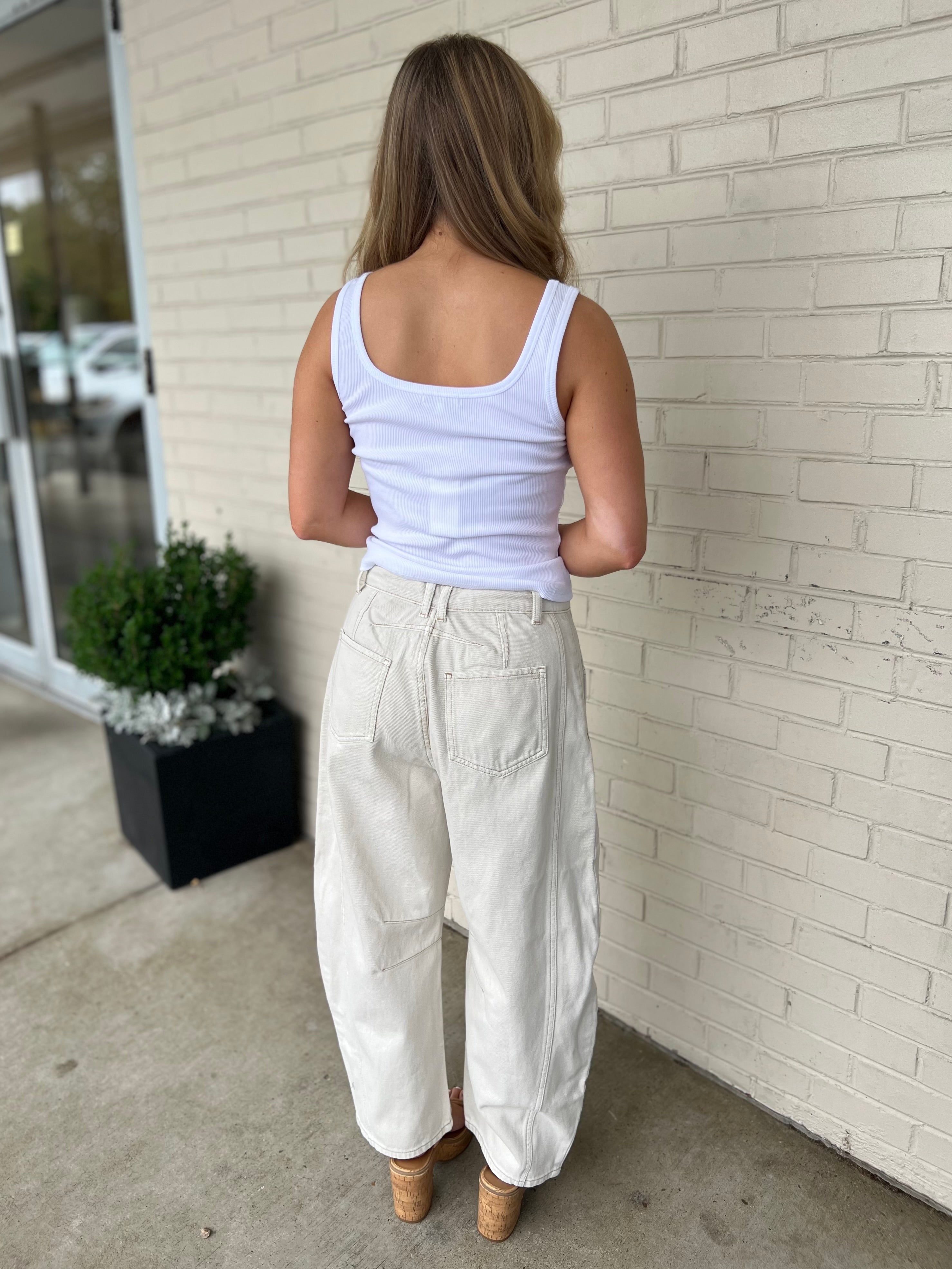 Miou Muse | Piper Barrel Leg Pants - Ecru | Sweetest Stitch Boutique