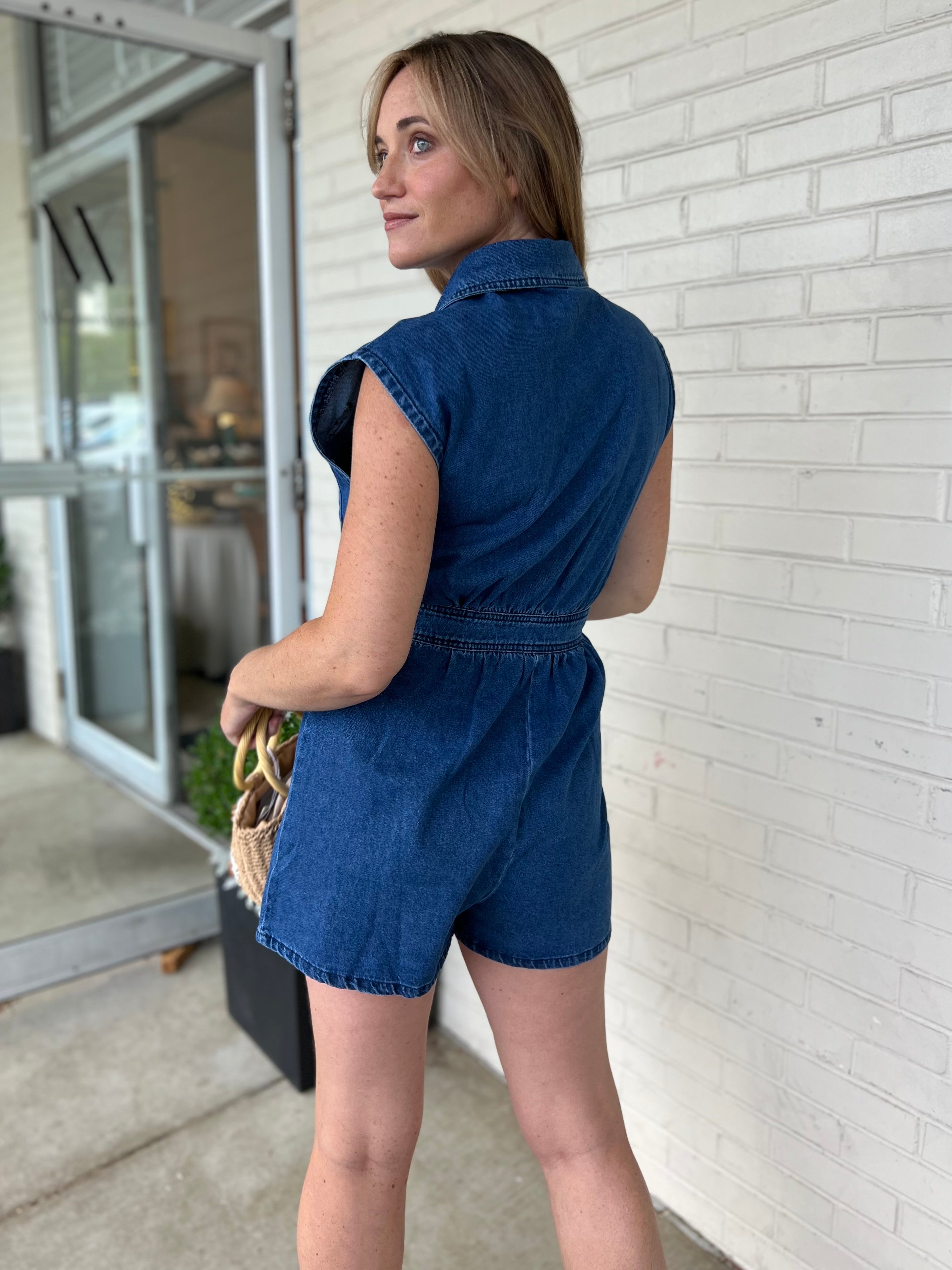 Lalavon | Caroline Button Denim Romper | Sweetest Stitch Boutique