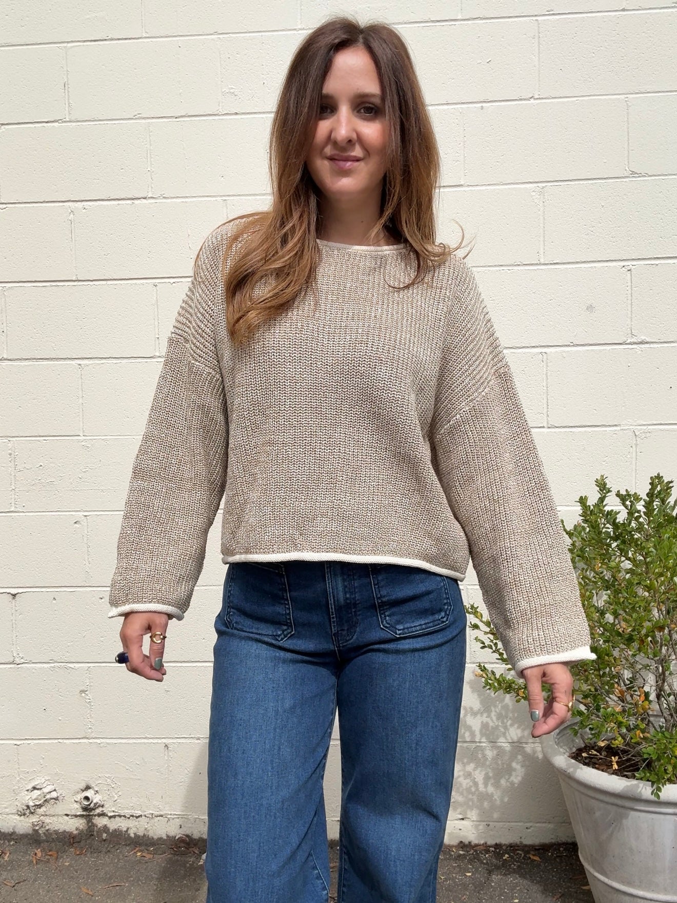 Crescent | Alondra Contrast Trim Sweater | Sweetest Stitch Boutique