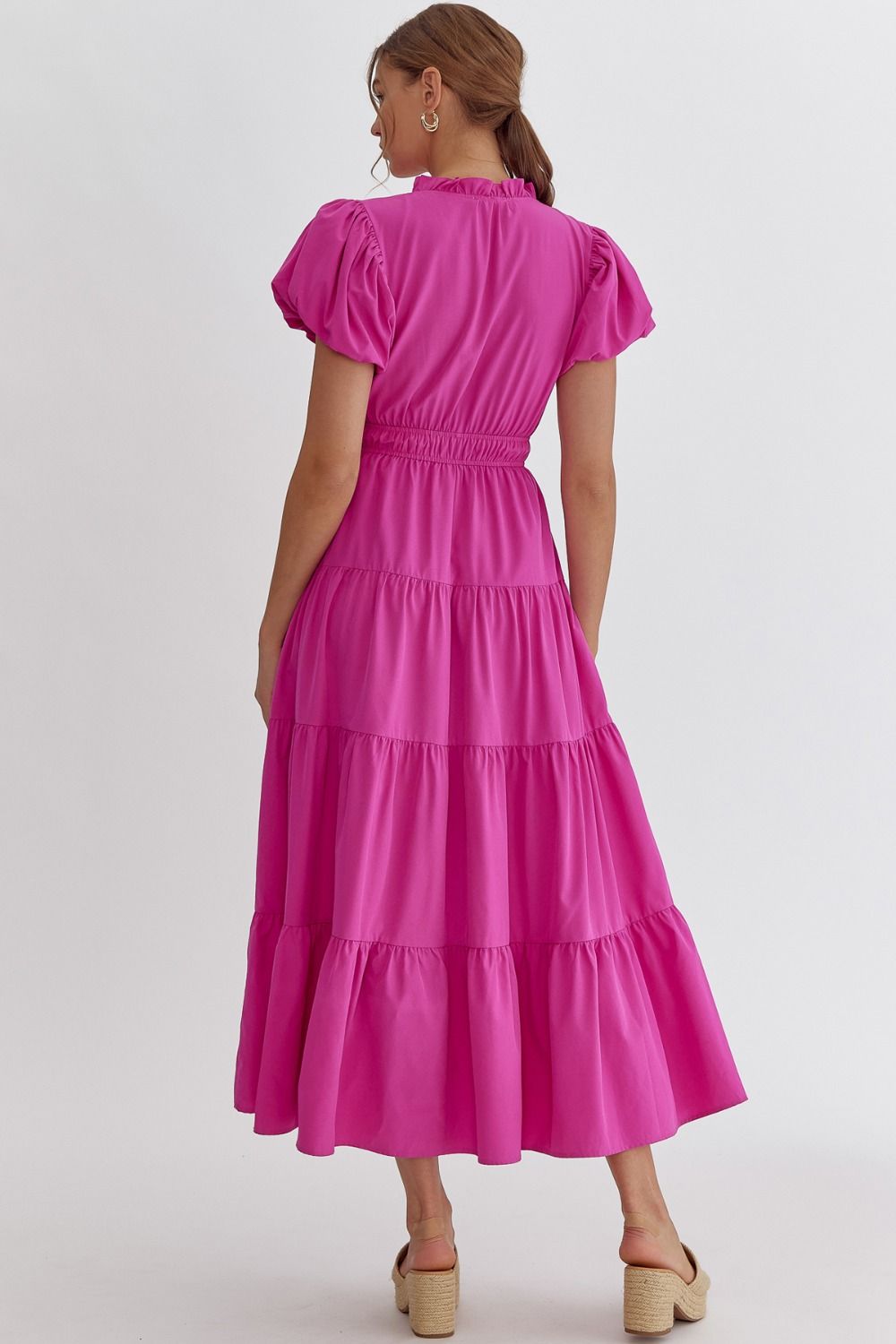 Entro | Bubble Sleeve Midi Dress | Sweetest Stitch Shop Cute Dress
