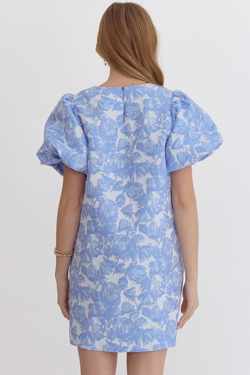 Entro | Blue Floral Jacquard Dress | Sweetest Stitch Cute Dresses