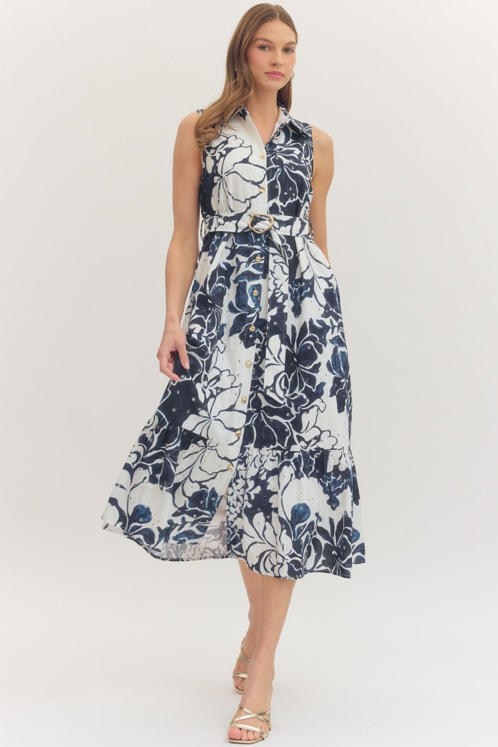 Entro | Marie Floral Sleeveless Midi Dress