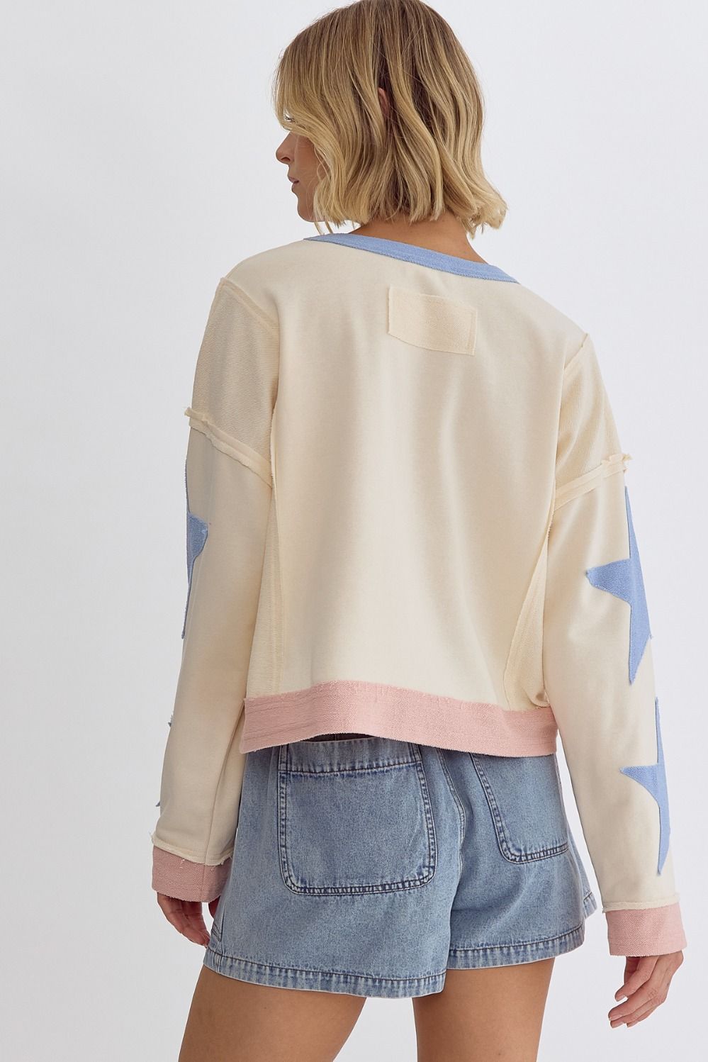 Entro | Star Patch Pullover Top | Sweetest Stitch Shop for Cute Tops