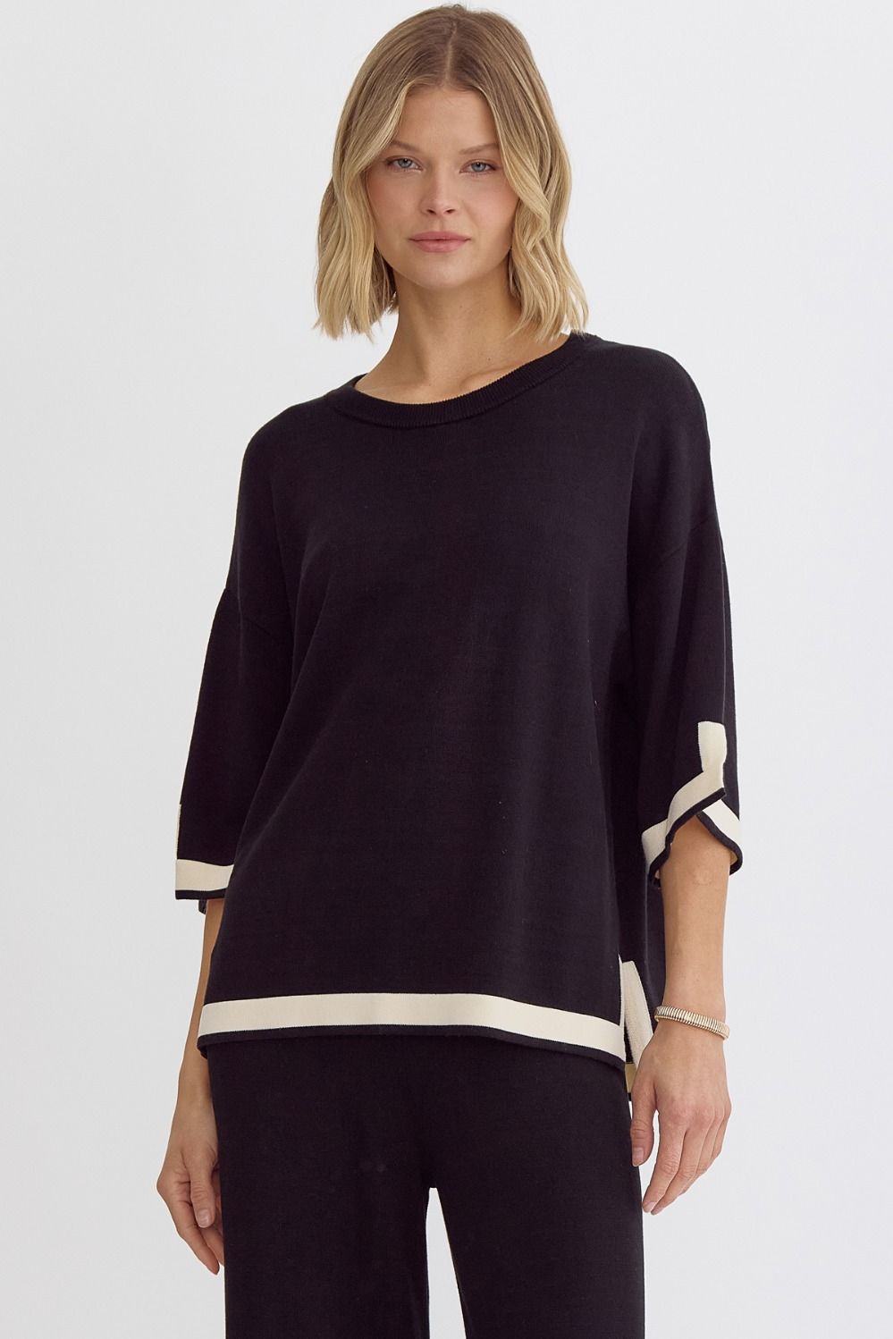 Entro | Black Knit Top | Sweetest Stitch Shop Cute Tops for Women