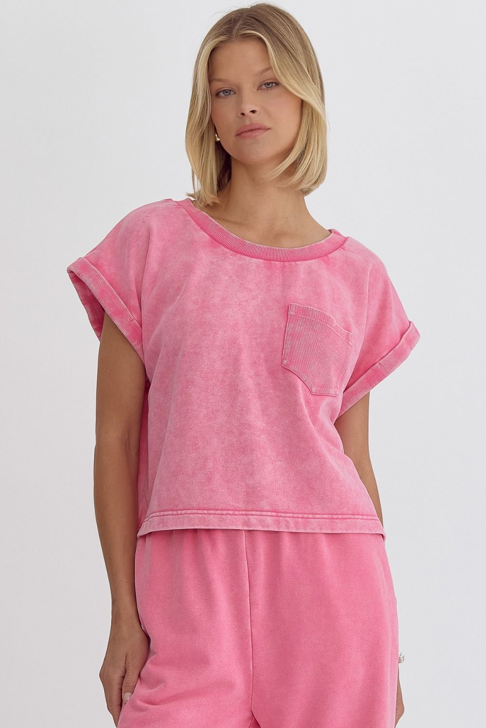Entro | Pink Short Sleeve Casual Top | Sweetest Stitch Shop Womens