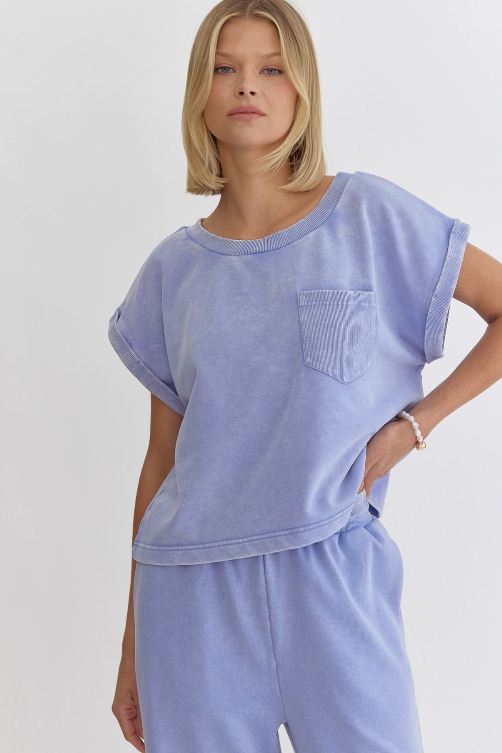 Entro | Blue Short Sleeve Casual Top | Sweetest Stitch Shop Womens 