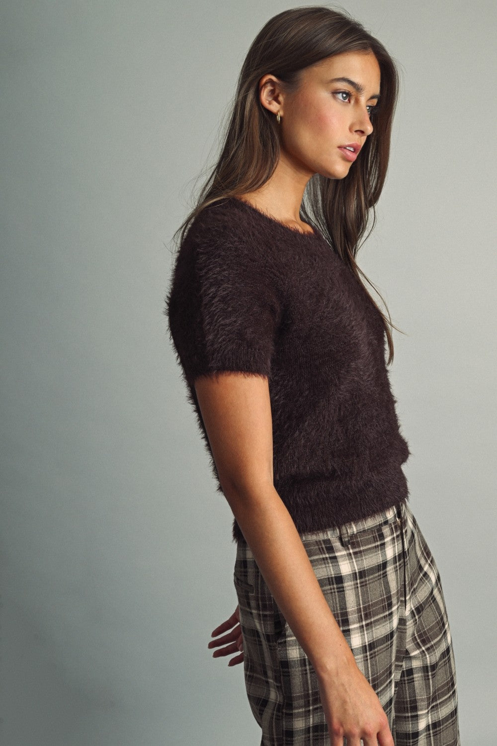 Miou Muse | Holli Fuzzy Short Sleeve Sweater | Sweetest Stitch RVA