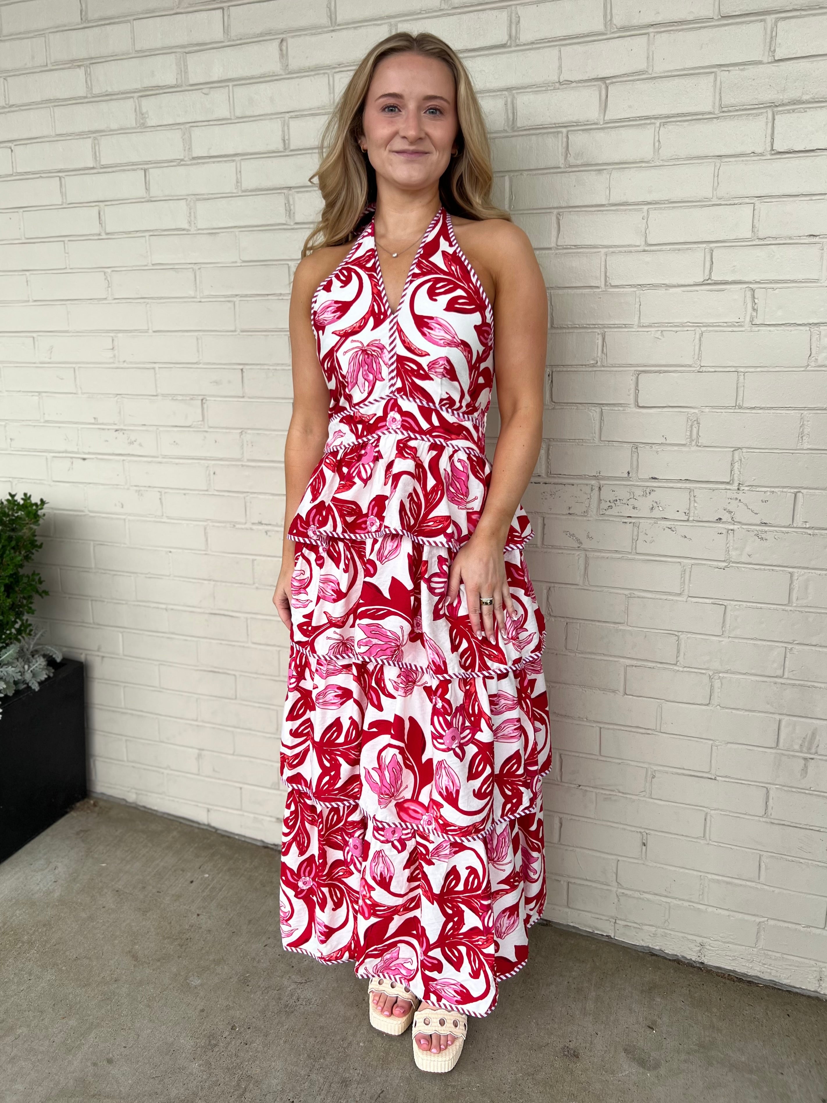 Entro | Isabella Tiered Halter Midi Dress | Sweetest Stitch Boutique