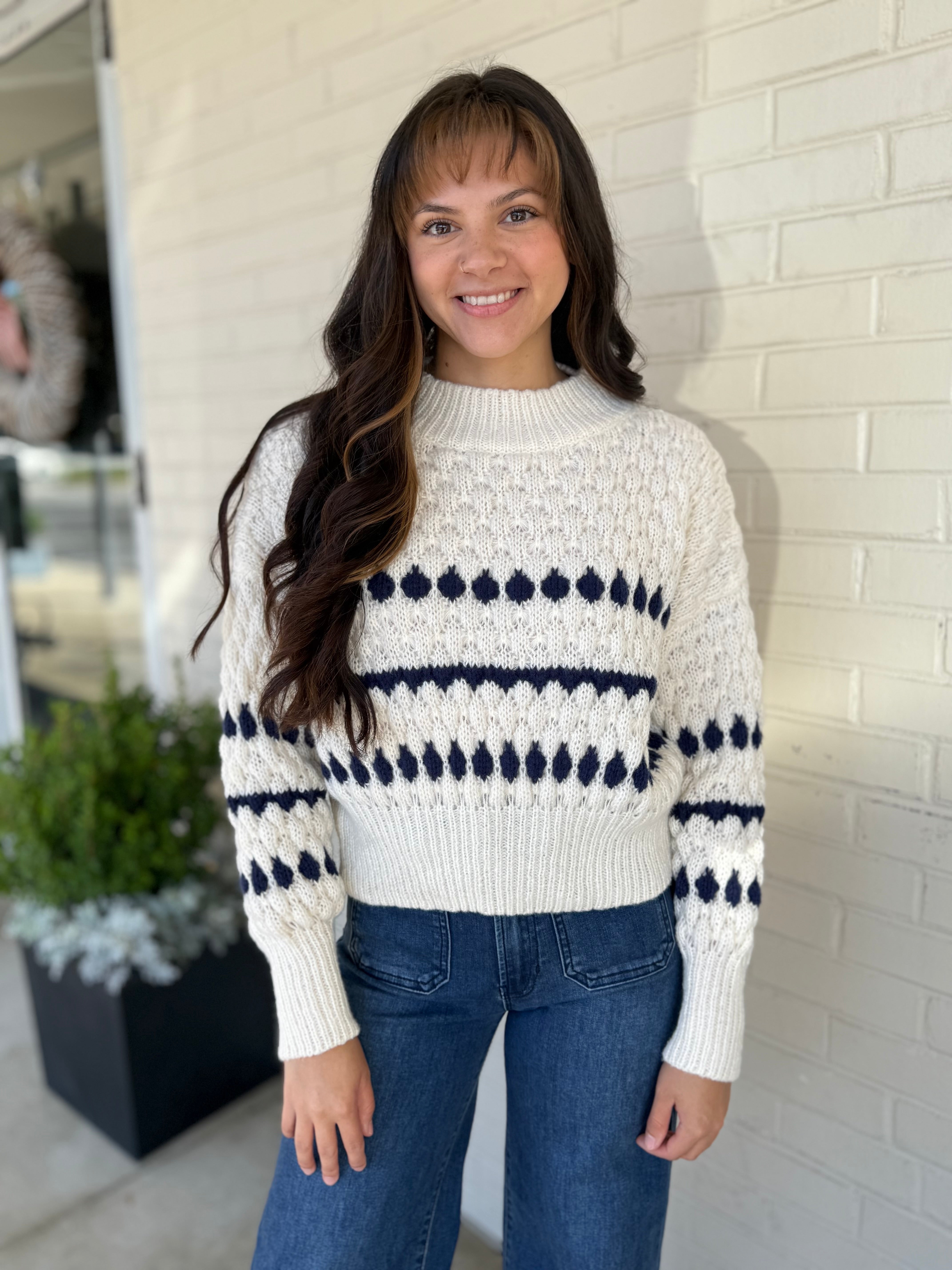 Miou Muse | Evelynn Bubble Knit Striped Sweater | Sweetest Stitch