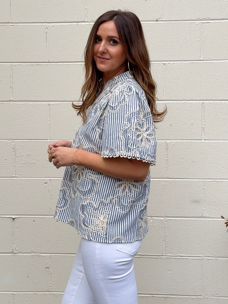 THML | Annalise Striped V-Neck Blouse | Sweetest Stitch Boutique