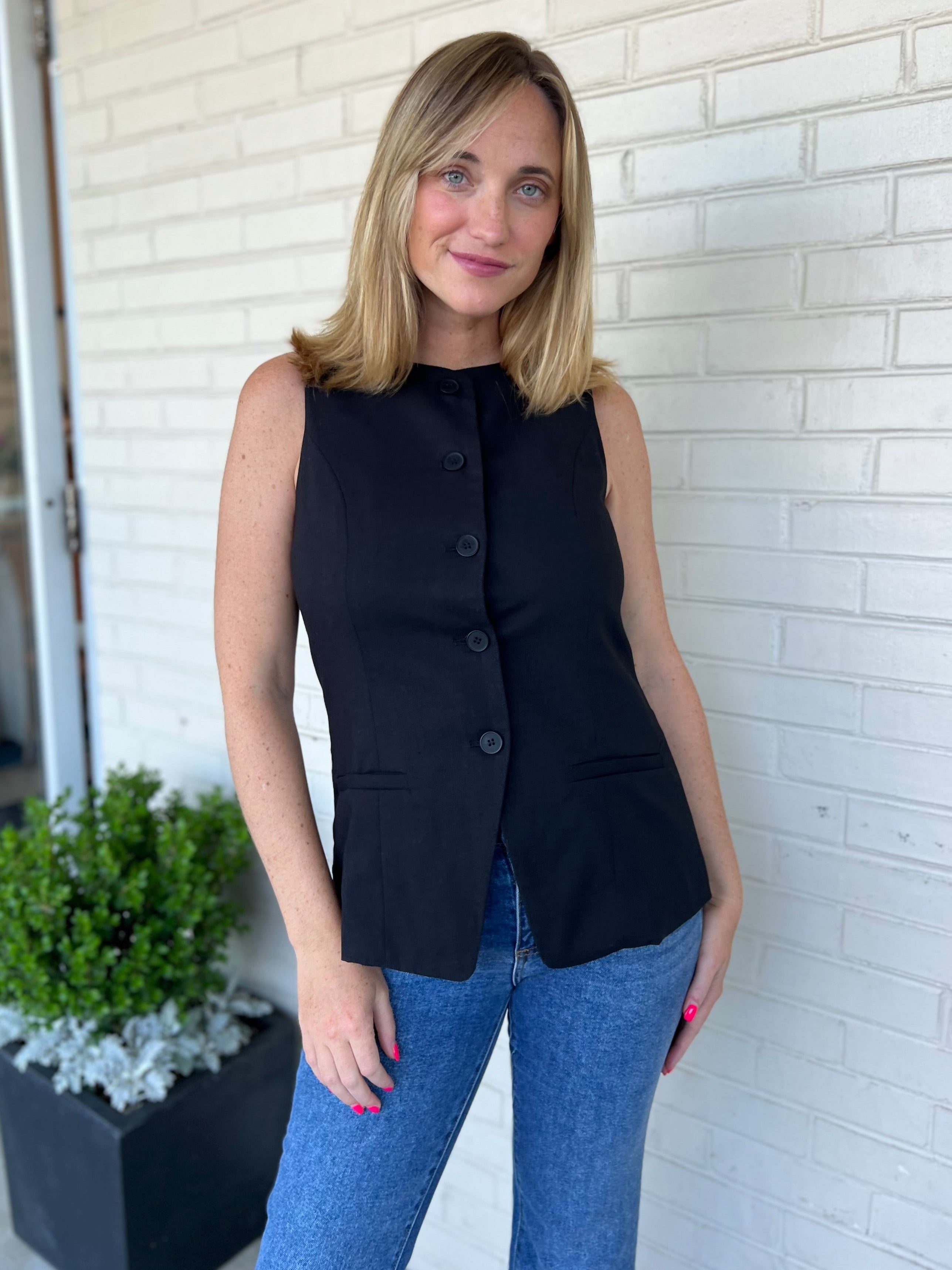 Aureum | European Dream Black Button Vest | Sweetest Stitch
