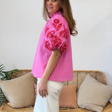 Entro | Tate Embroidered Puff Sleeve Top | Sweetest Stitch Boutique