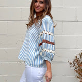 THML | Elisa Striped V-Neck Top | Sweetest Stitch Boutique Richmond