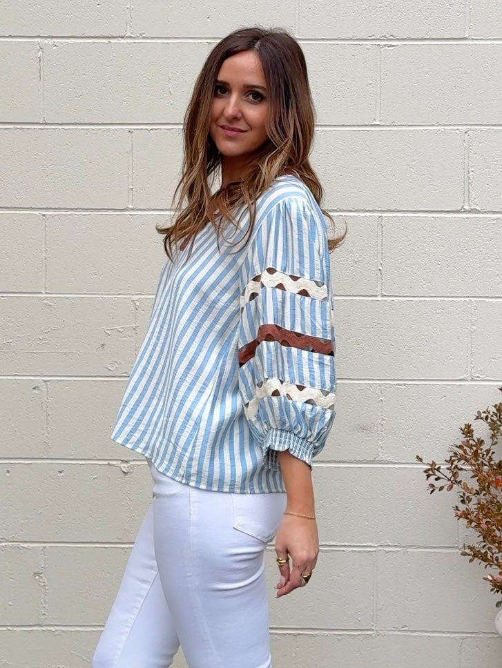 THML | Elisa Striped V-Neck Top | Sweetest Stitch Boutique Richmond