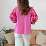 Entro | Tate Embroidered Puff Sleeve Top | Sweetest Stitch Boutique