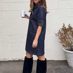 THML | Dorothy V-Neck Denim Dress | Sweetest Stitch Boutique 