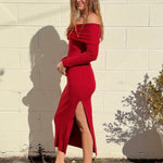 Crescent | Angie Off Shoulder Midi Dress | Sweetest Stitch Boutique