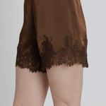 Aureum | Colette Satin Lace Shorts Brown | Sweetest Stitch Boutique