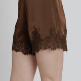 Aureum | Colette Satin Lace Shorts Brown | Sweetest Stitch Boutique