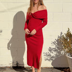 Crescent | Angie Off Shoulder Midi Dress | Sweetest Stitch Boutique